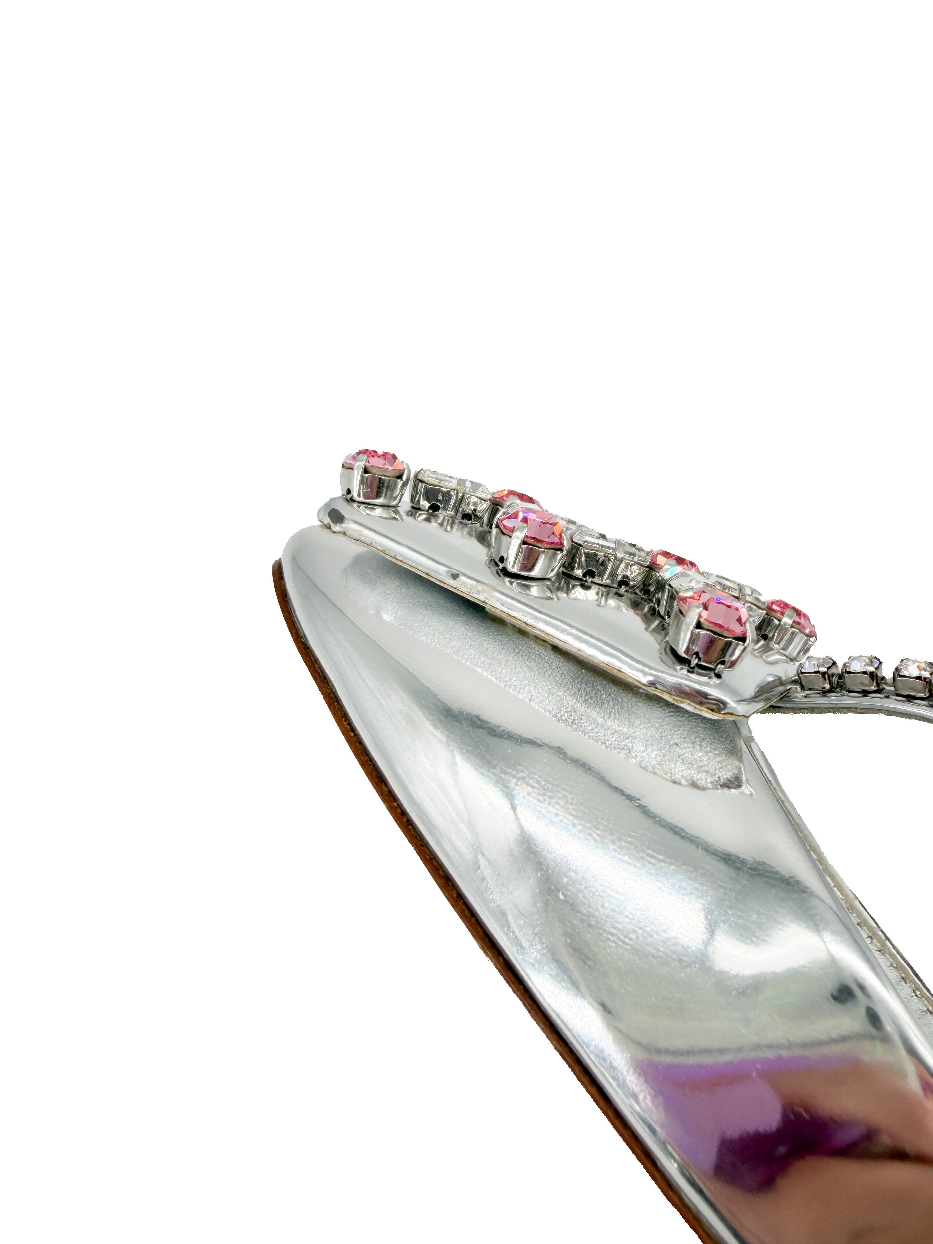 Miu Miu silver patent leather slingbacks size 36.5 NEW *as is*