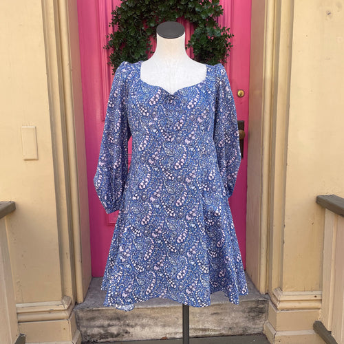 J. Crew blue pink floral long sleeve dress size 16 New With Tags