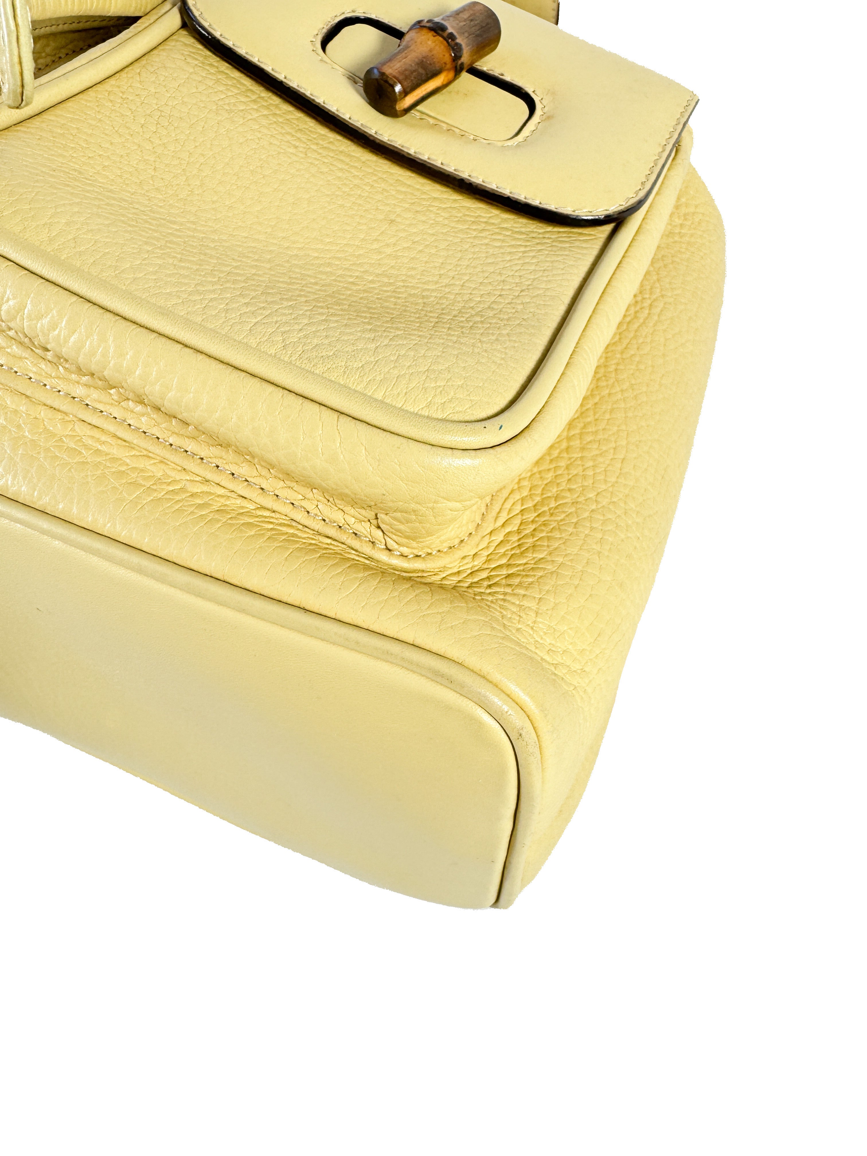 Gucci yellow leather vintage Bamboo backpack 003-58-0016