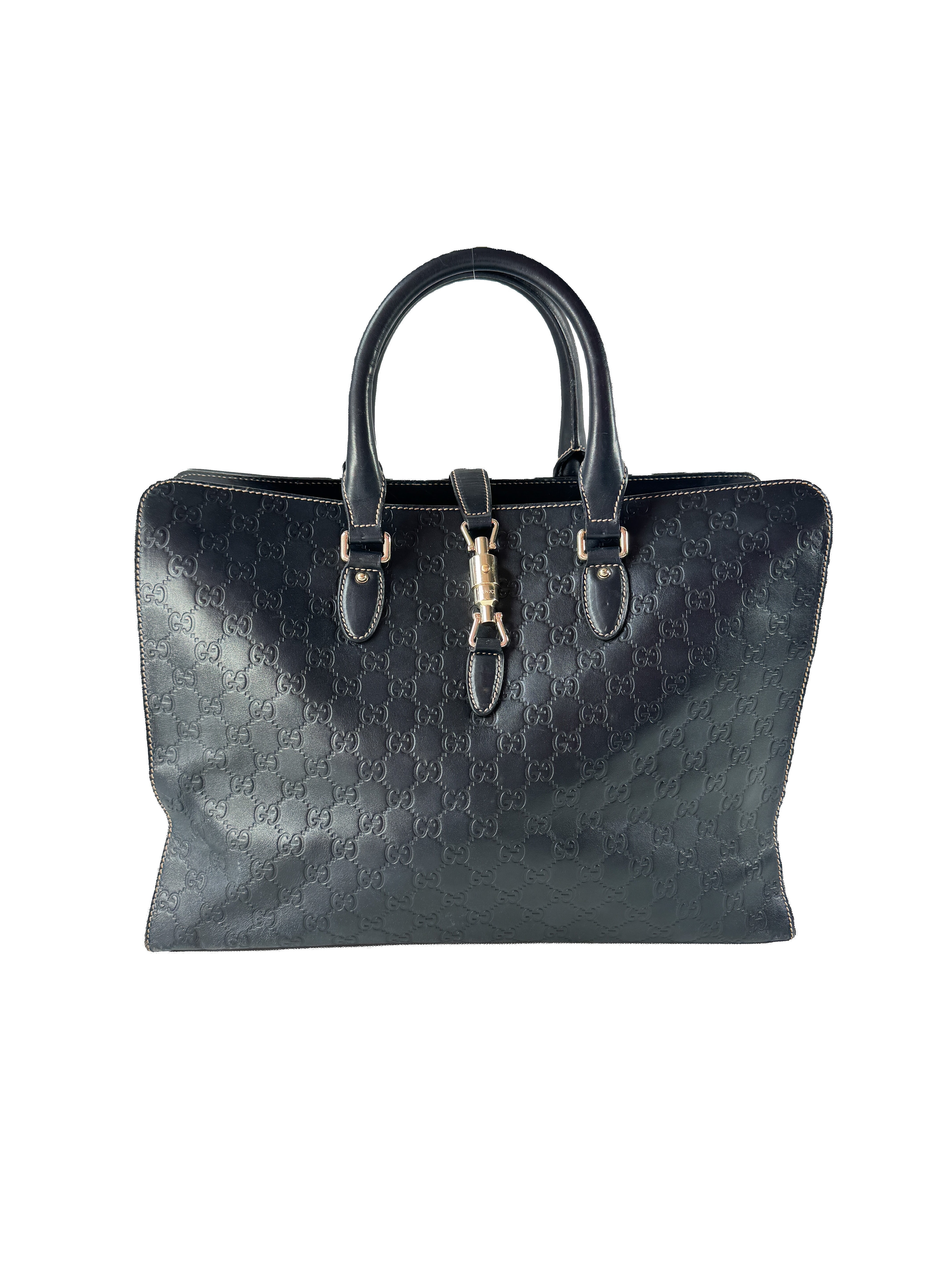 Gucci Guccissima deep navy new Jackie satchel 152610 002058
