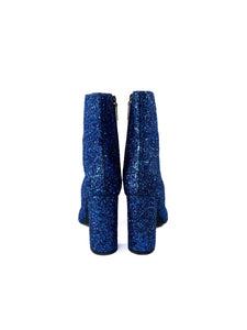 Saint Laurent blue glitter heeled Lou boots size 39/39.5
