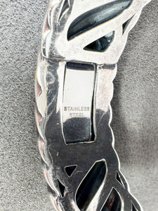 David Yurman sterling silver, black onyx Waverly hinged cuff