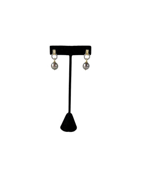 David Yurman sterling silver 14k gold gray pearl drop earrings