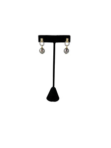 David Yurman sterling silver 14k gold gray pearl drop earrings