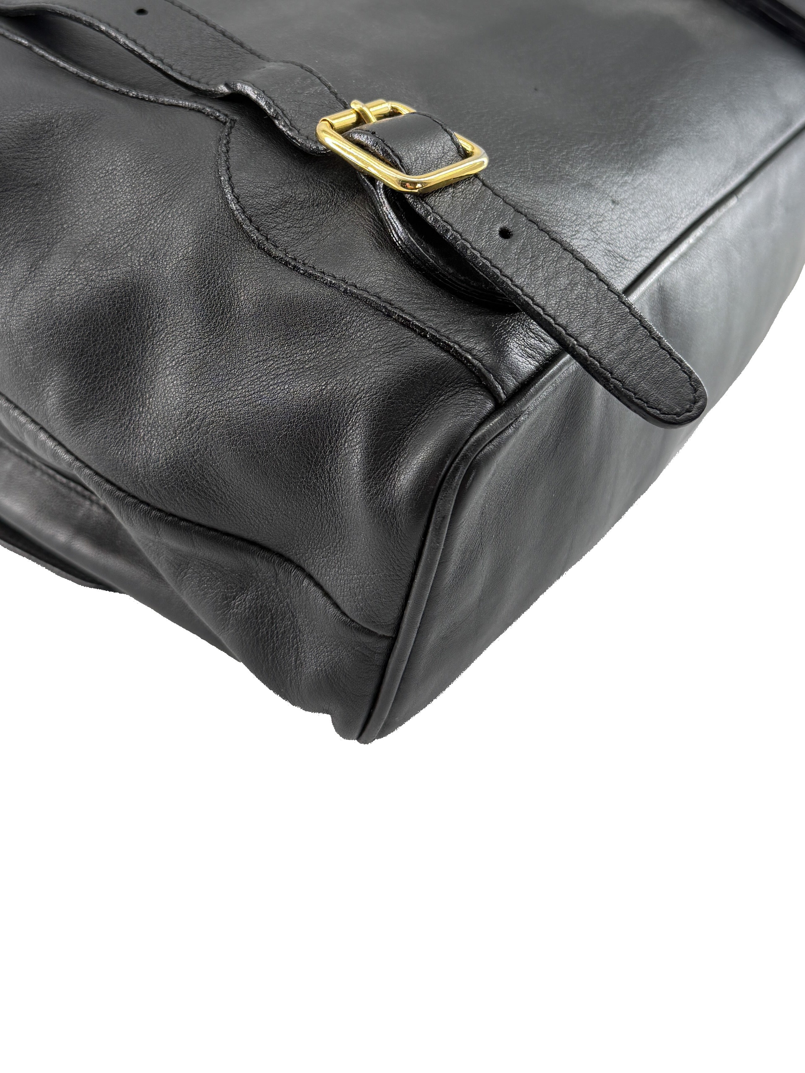 Gucci vintage black leather Bamboo double pocket backpack 00320580016 - My Girlfriend's Wardrobe LLC