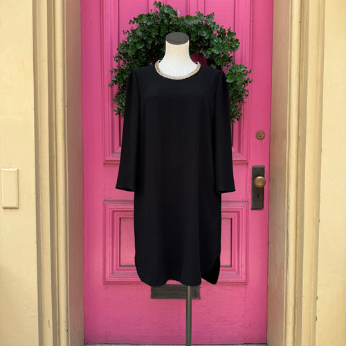 Burberry black LS gold chain dress size 10