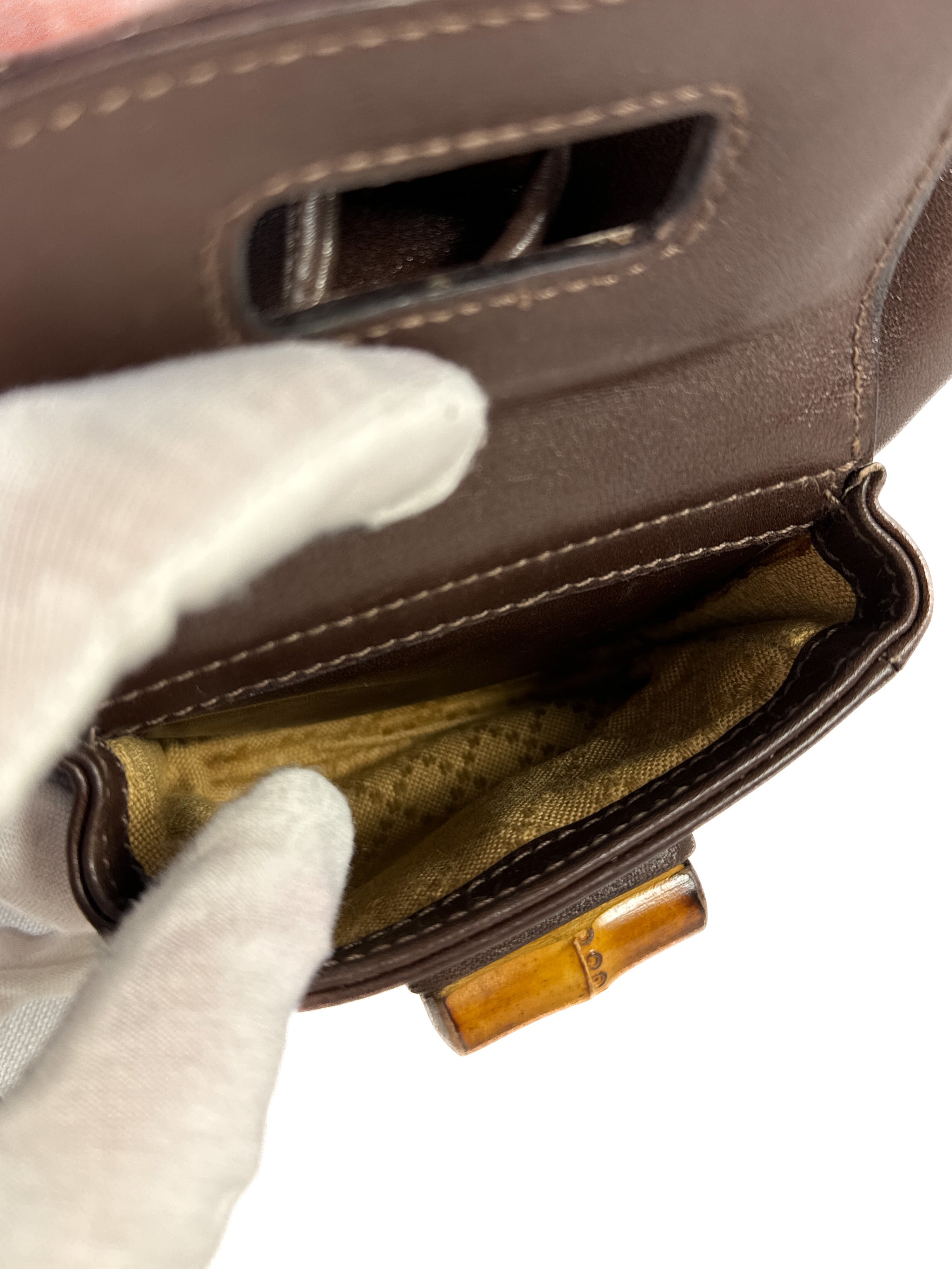 Gucci brown leather Bamboo handle backpack