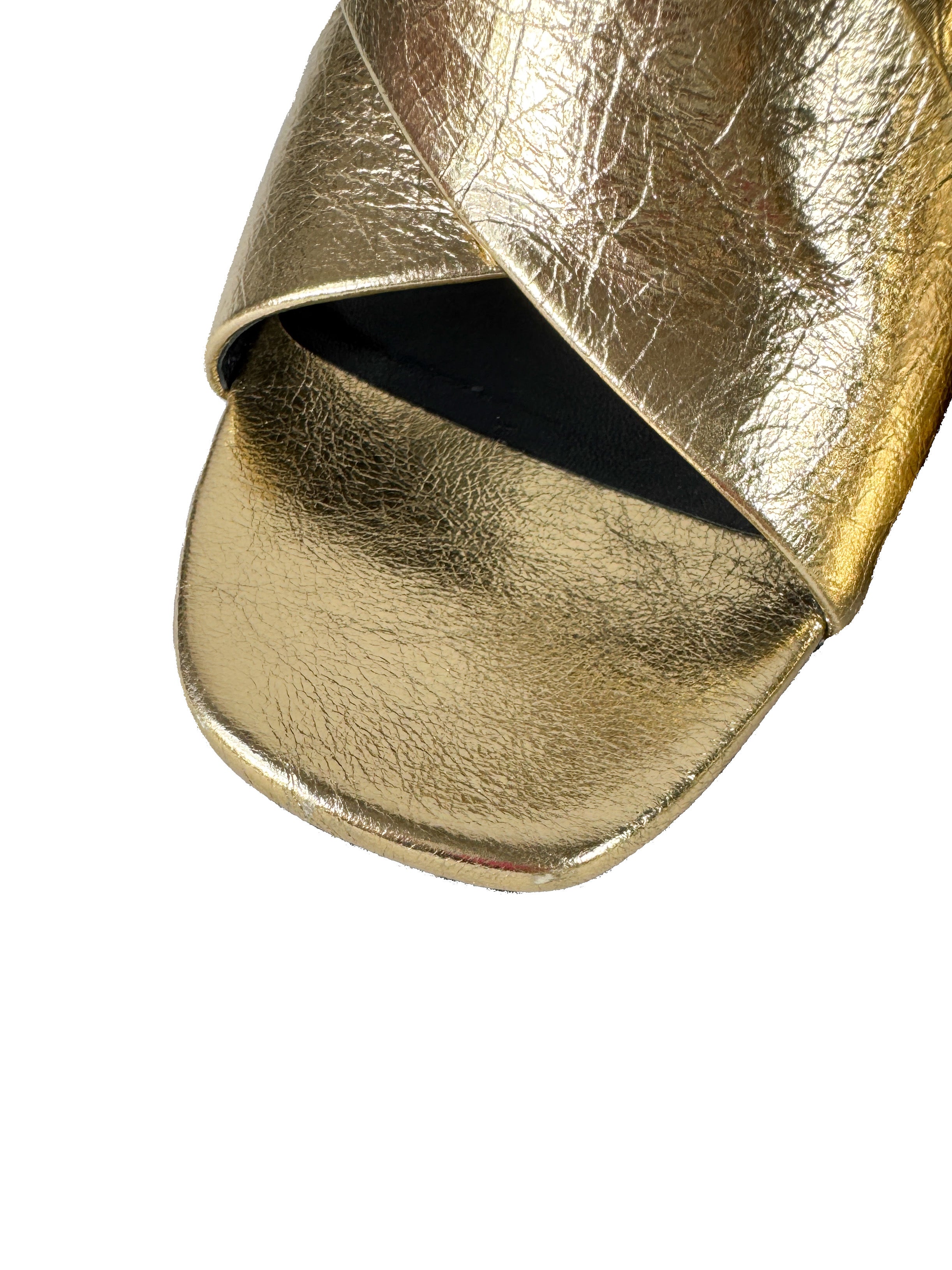 Versace gold leather V heeled sandals size 39 BOX