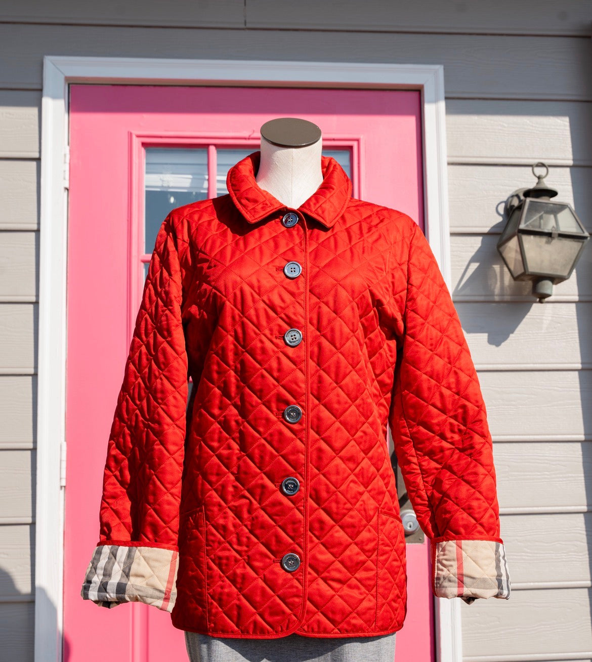 Burberry red lightweight quilted Utility jacket size XXL