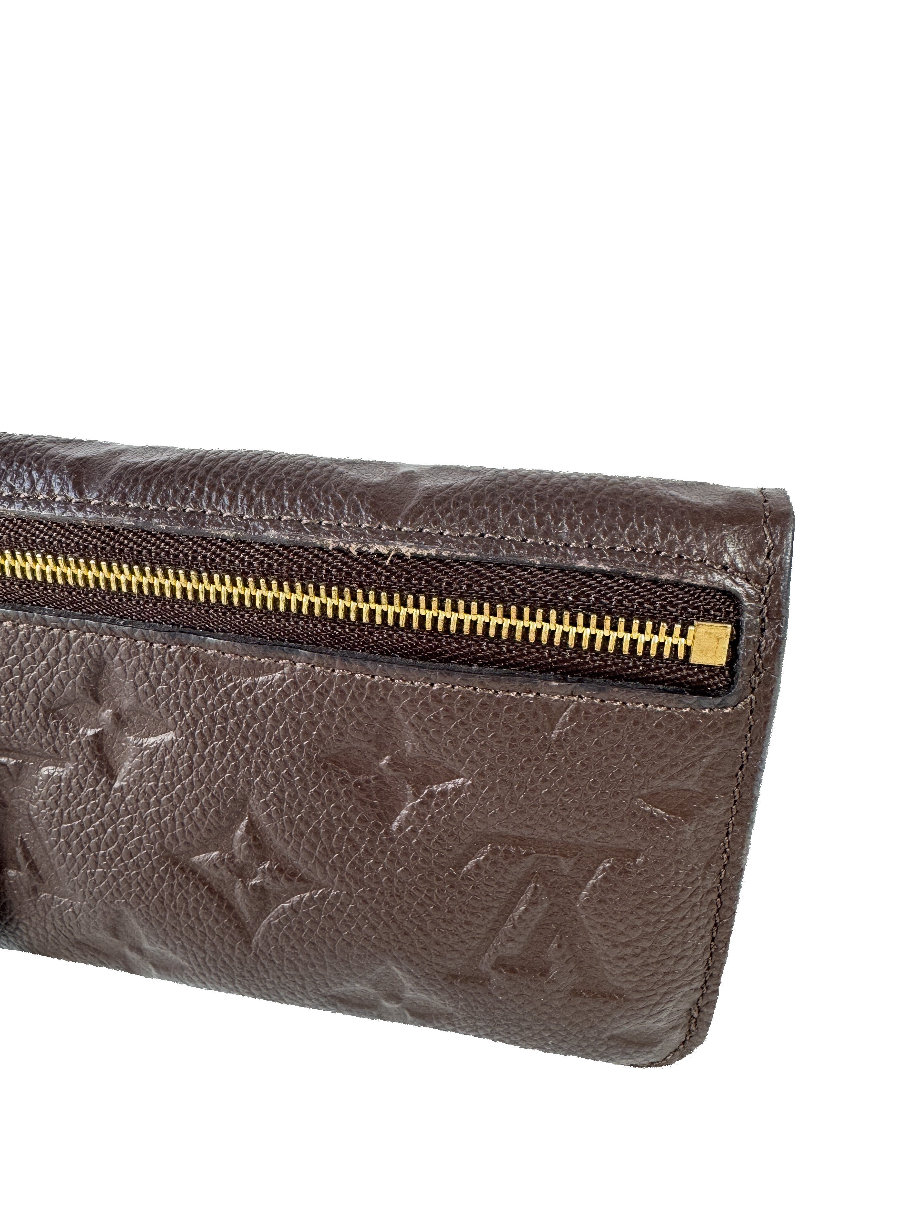 Louis Vuitton brown empreinte leather key pouch TJ1166