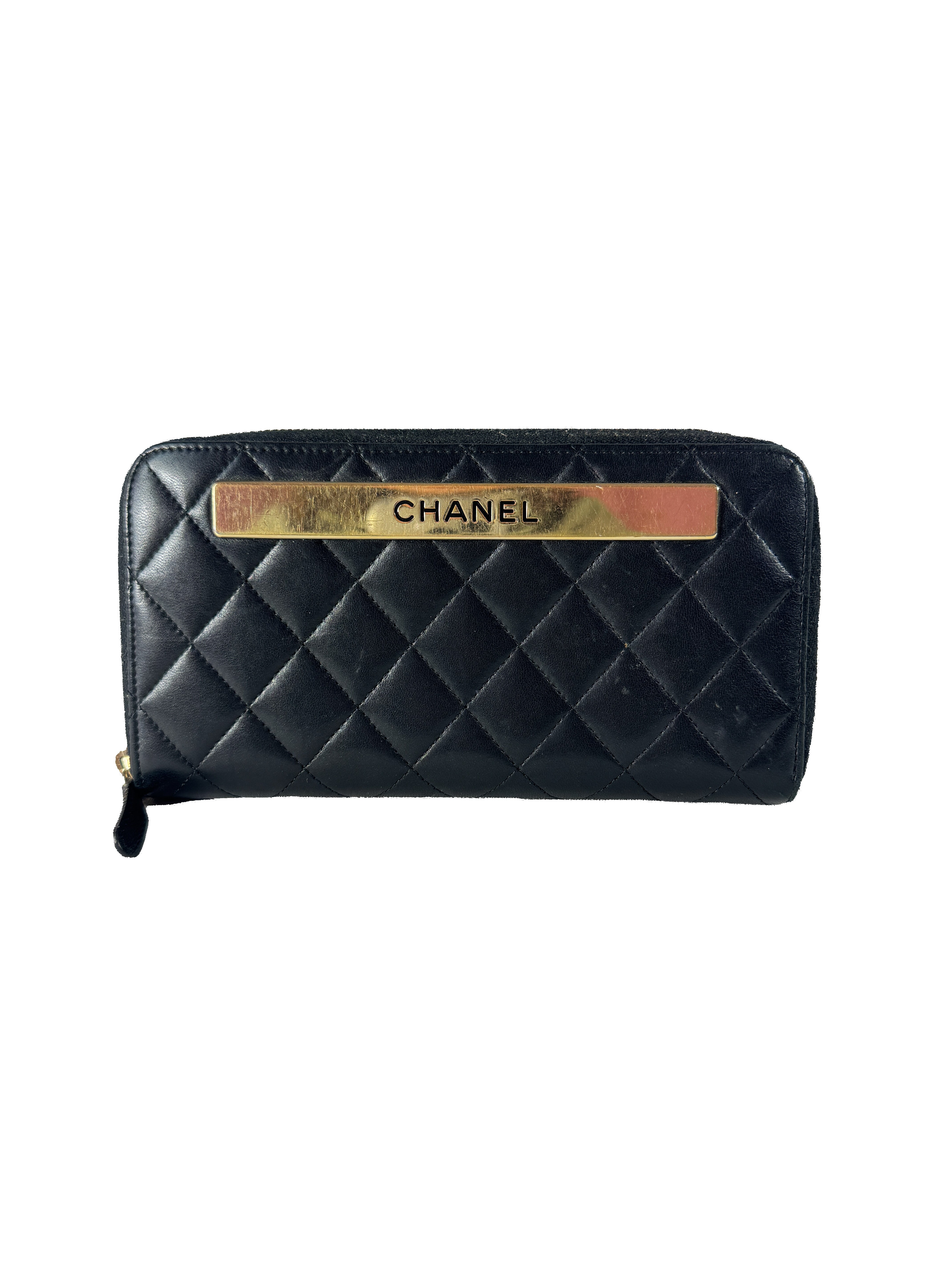 Chanel black lambskin trendy CC zip around wallet 22665885