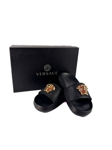 Versace black Medusa rubber slides size 35 NEW BOX