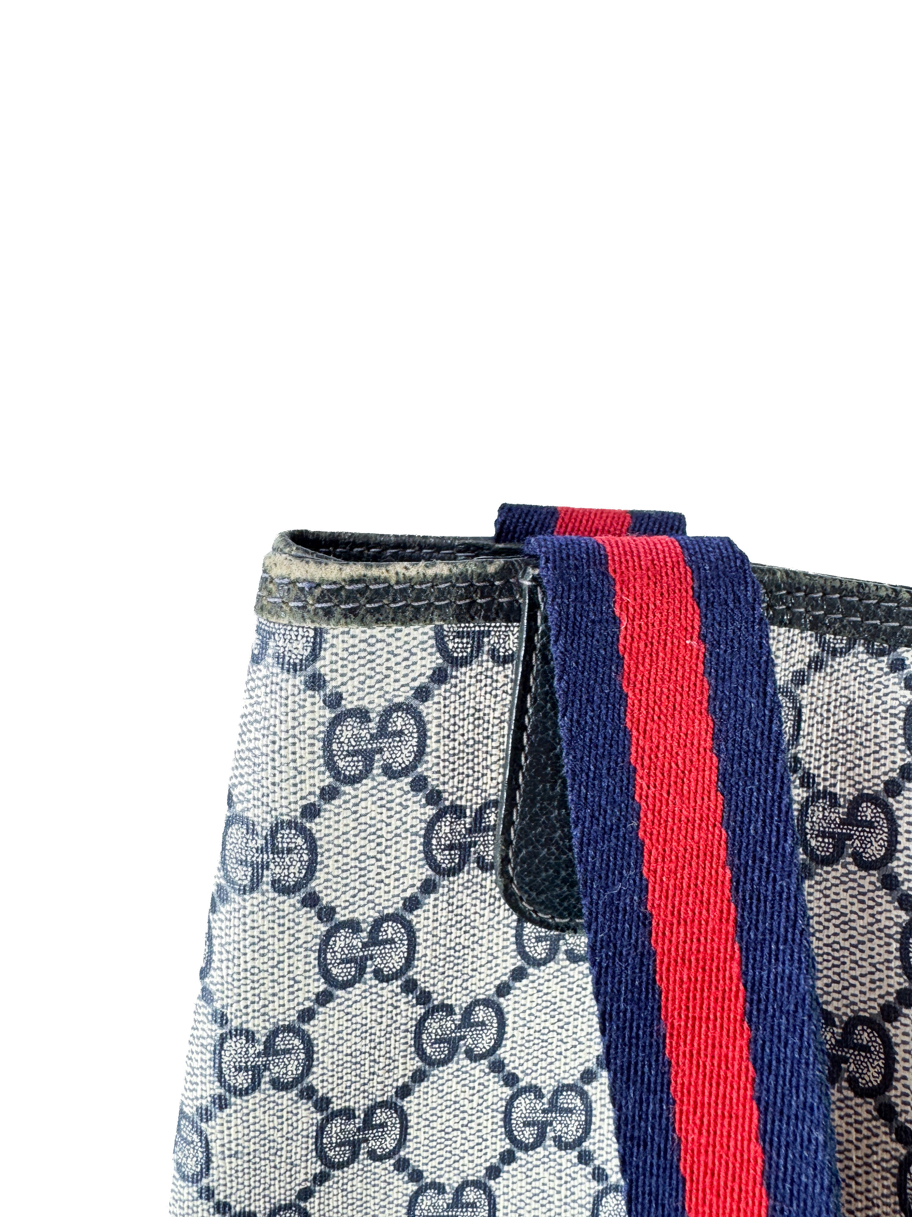 Gucci GG navy sherry line vintage tote 3902003