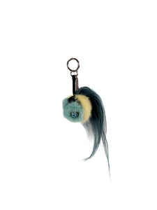 Fendi blue cream Monster fur keychain/bag charm