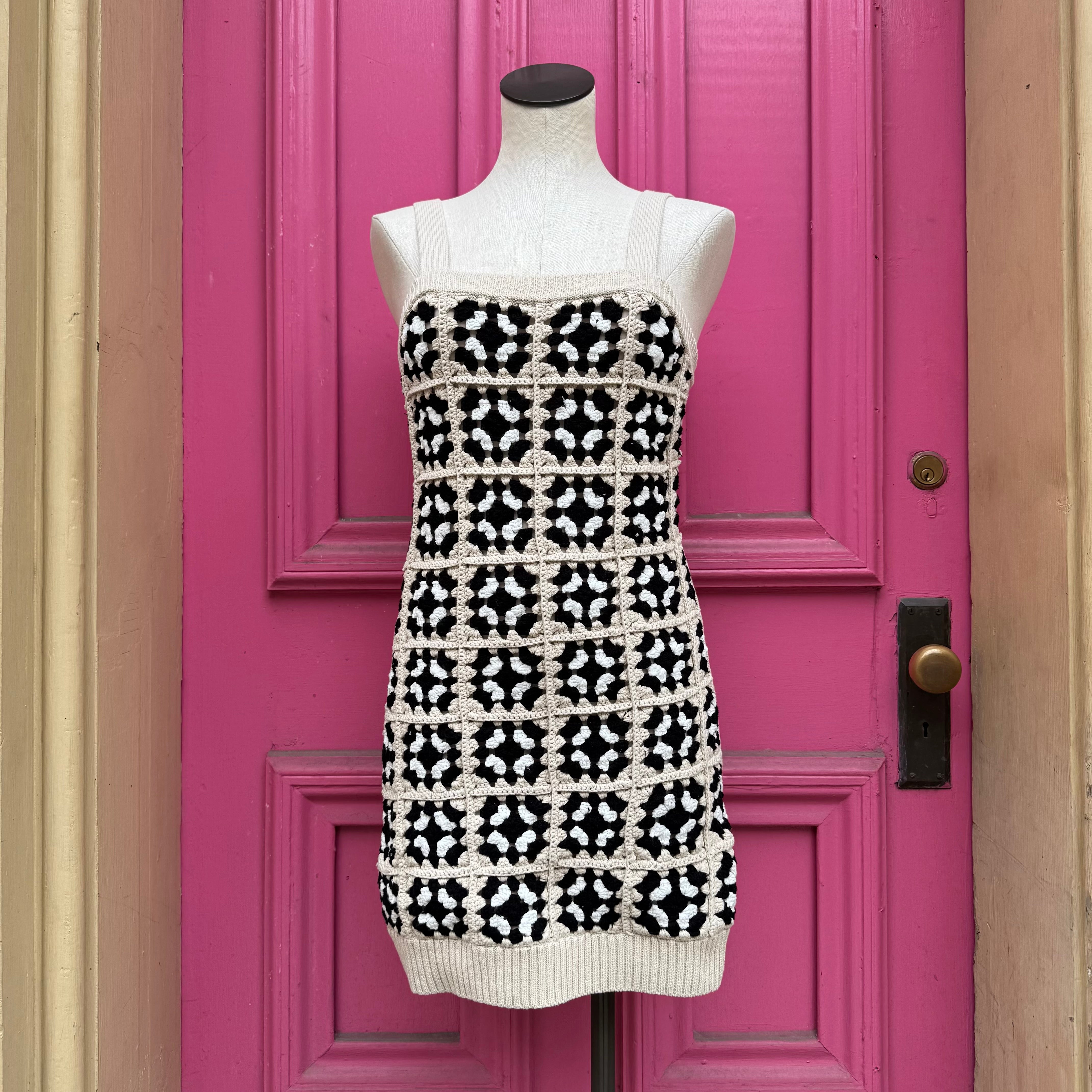 Design History cream crochet tank dress size S NWT