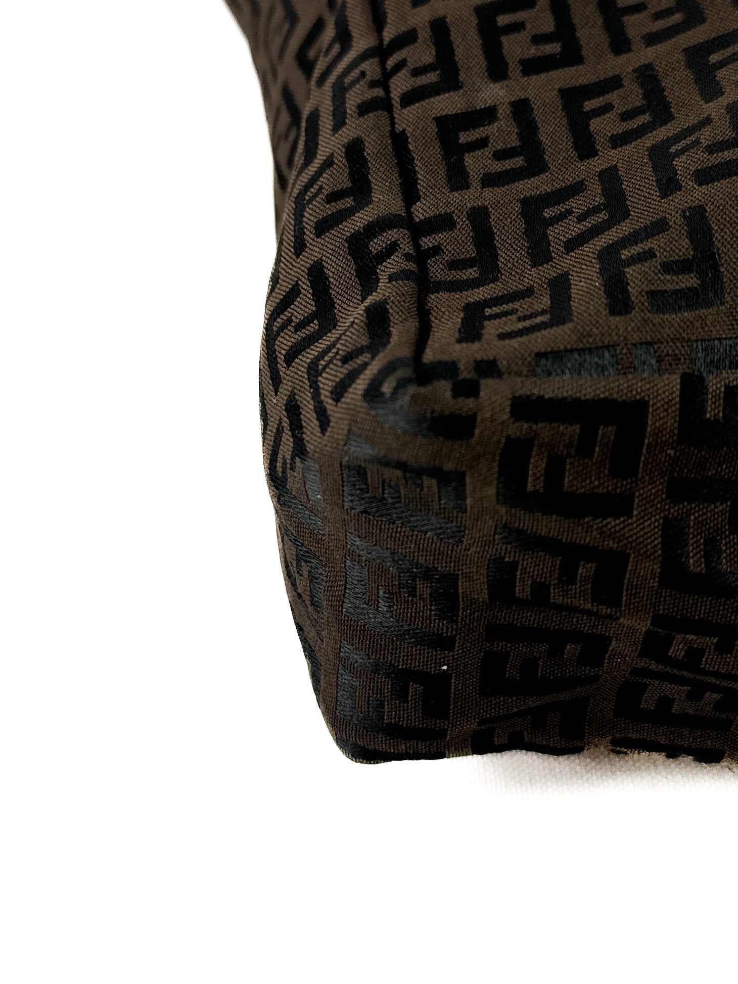 Fendi brown black Zucchino nylon canvas tote