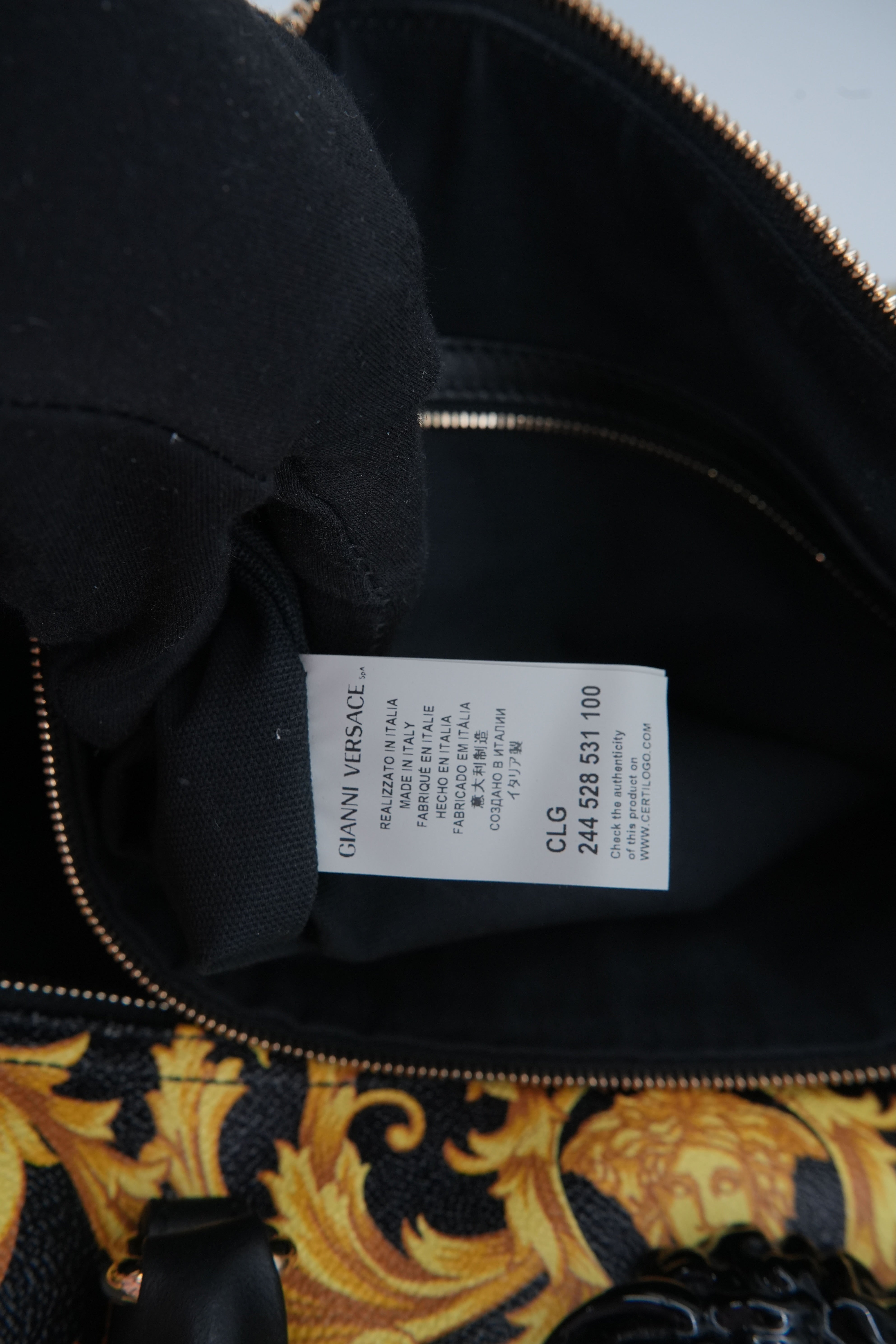 Versace black yellow new baroque weekender
