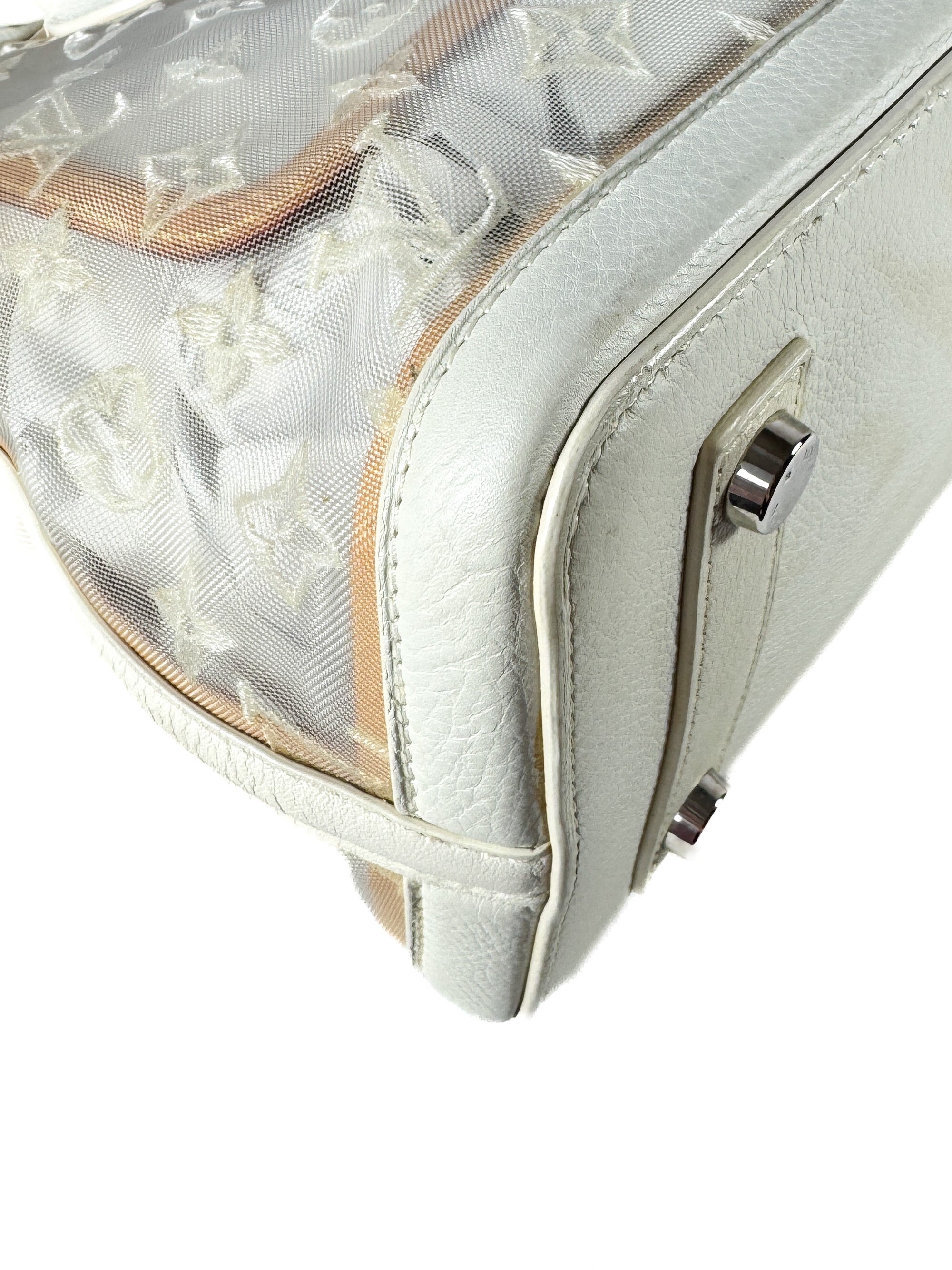 Louis Vuitton white leather mesh Lockit FO0162