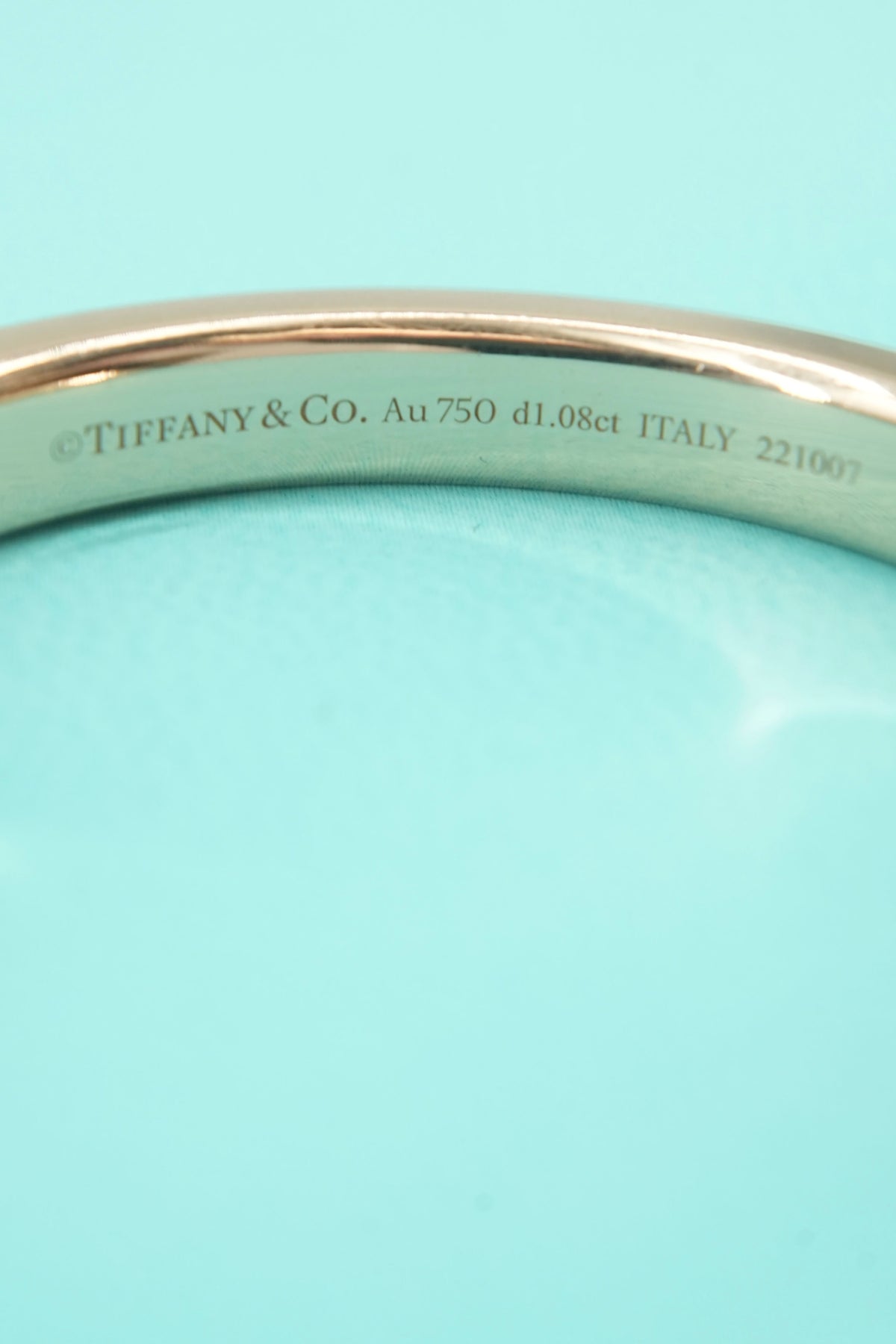 Tiffany & Co 18k rose gold and white gold diamond lock bangle 221007