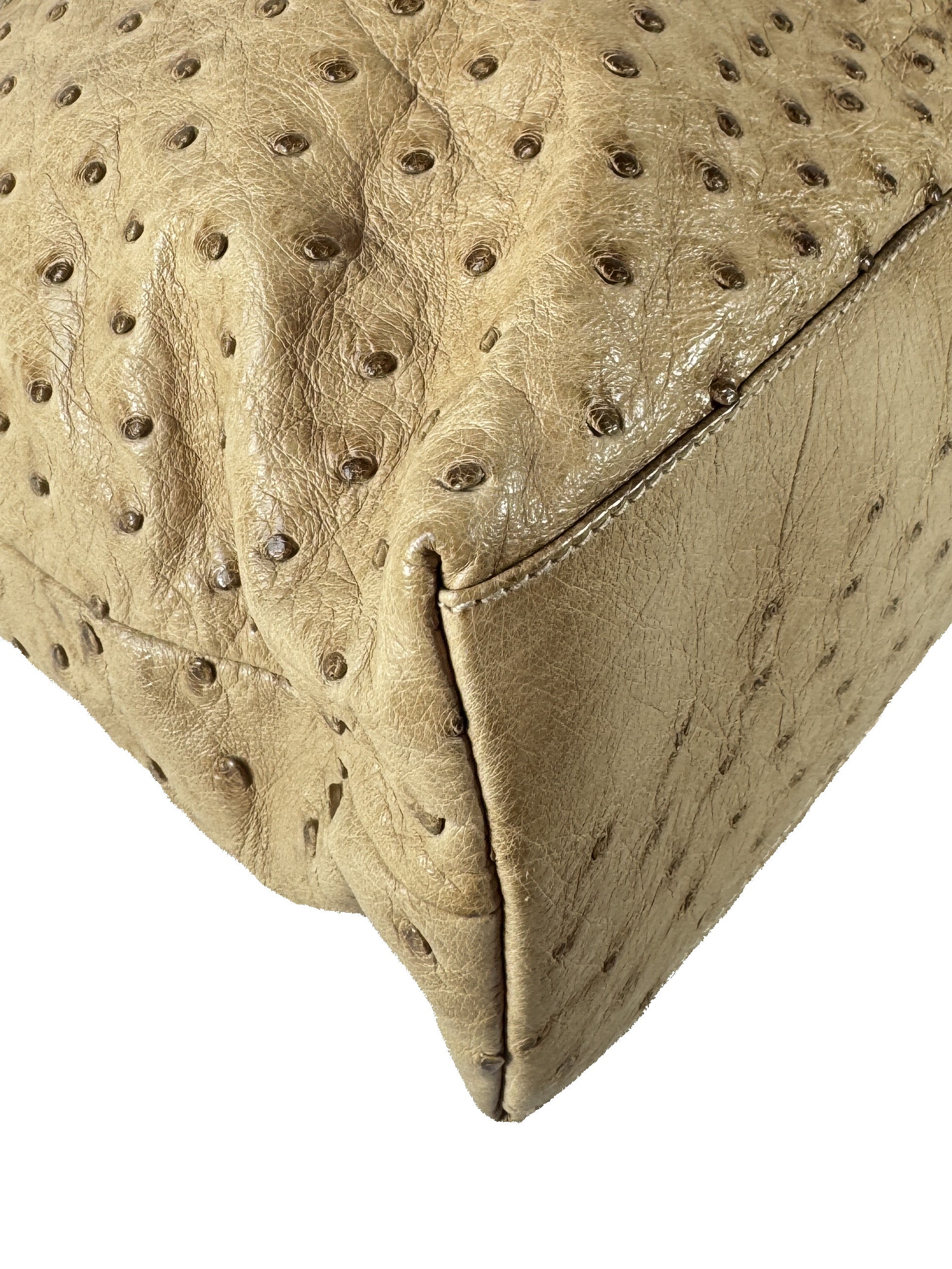 Gucci beige bamboo handle Ostrich vintage bag 204990