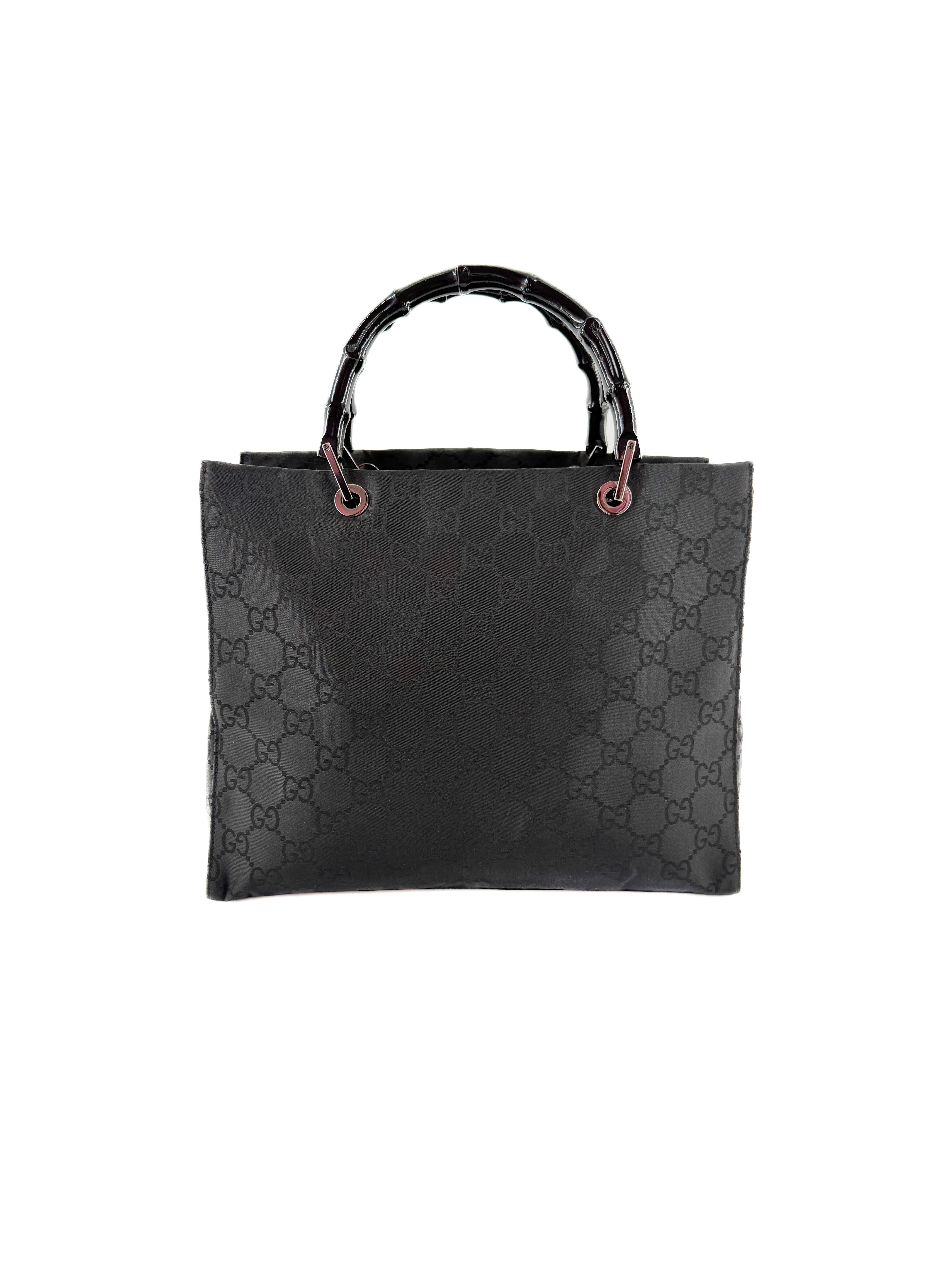 Gucci black GG bamboo handle tote 002.1010002122