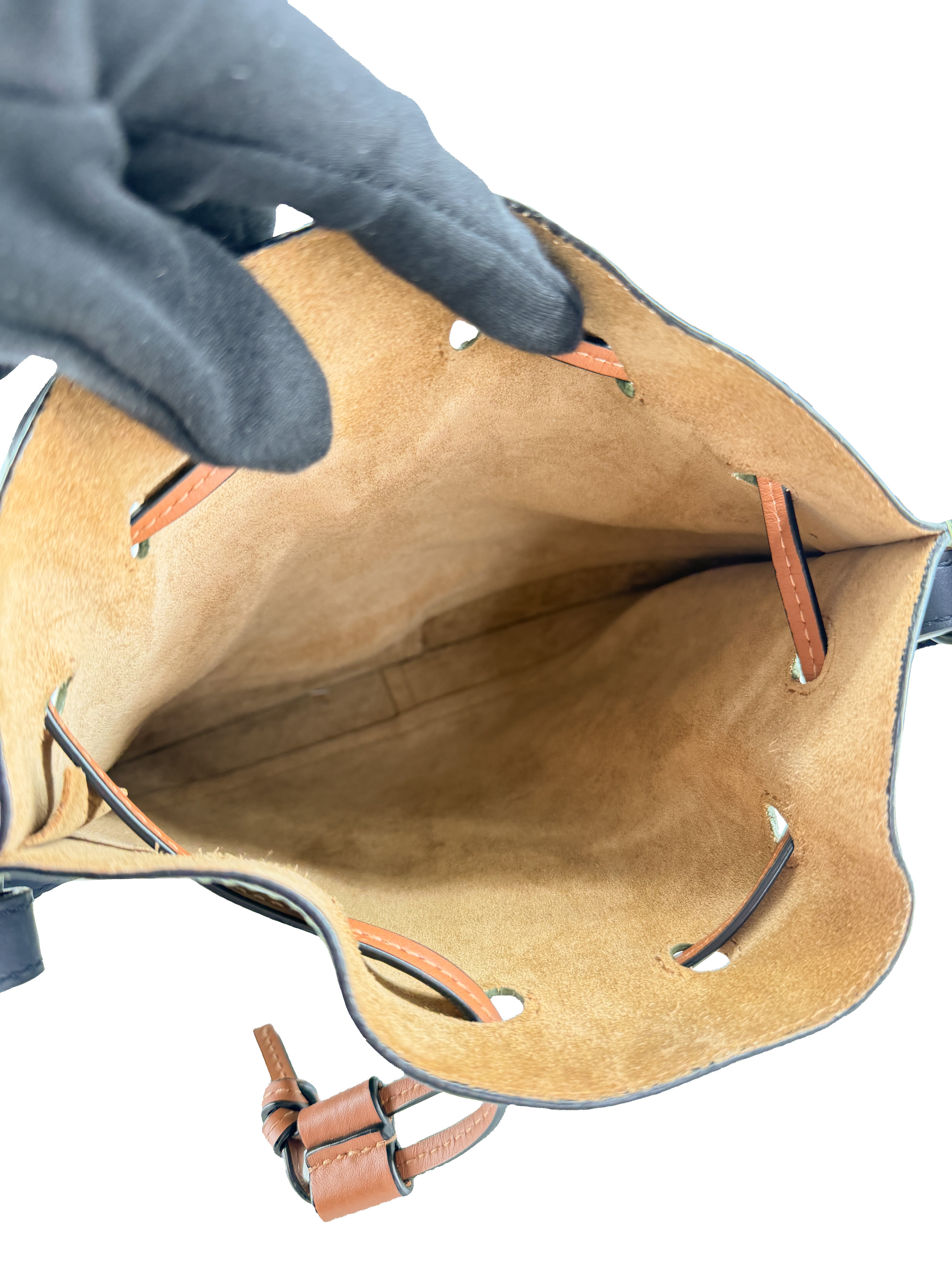 Loewe blue, green colorblock Horseshoe bag 062011