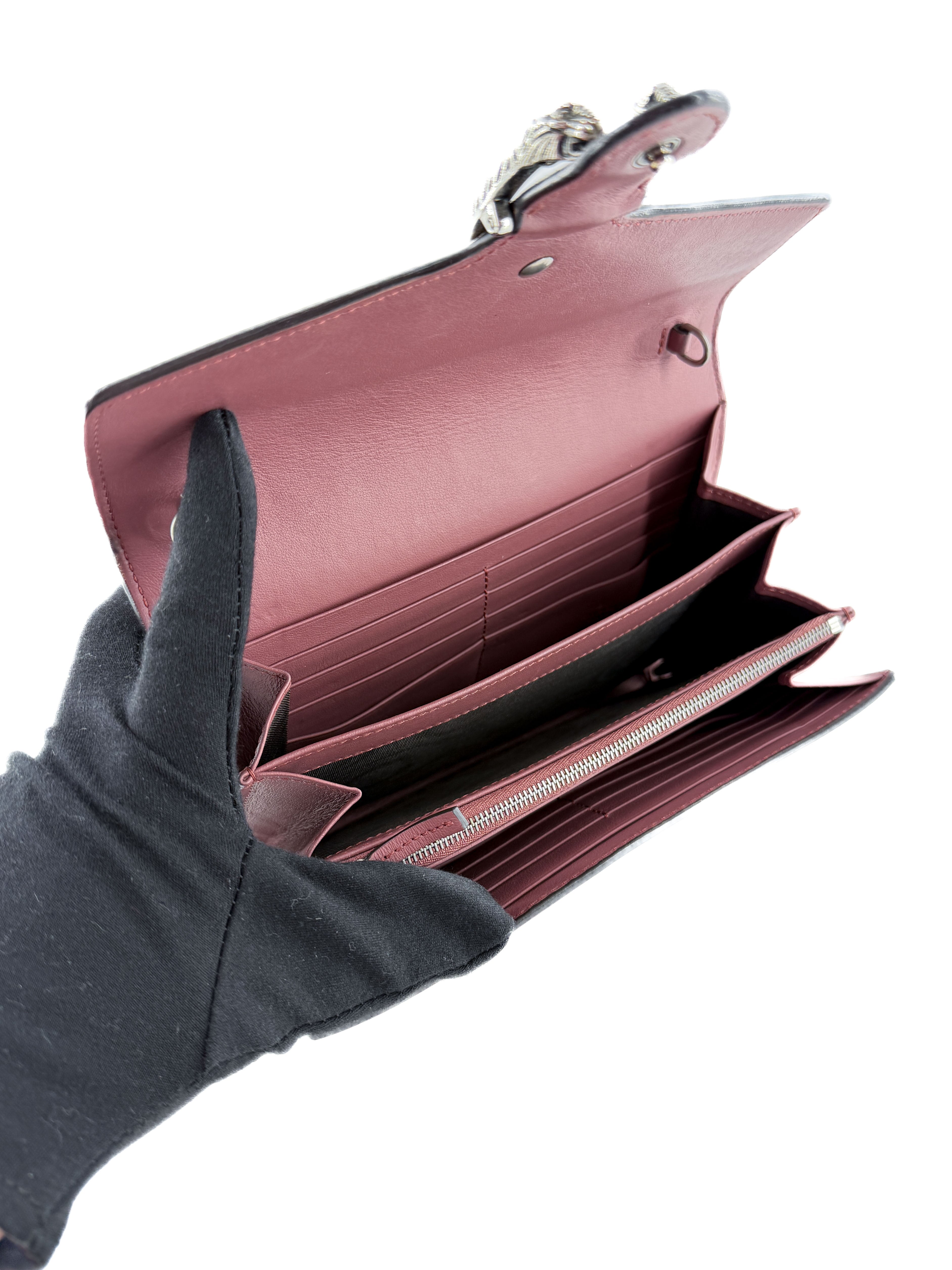 Gucci GG Supreme Monogram Pink Blooms Mini Dionysus Chain Wallet 2149