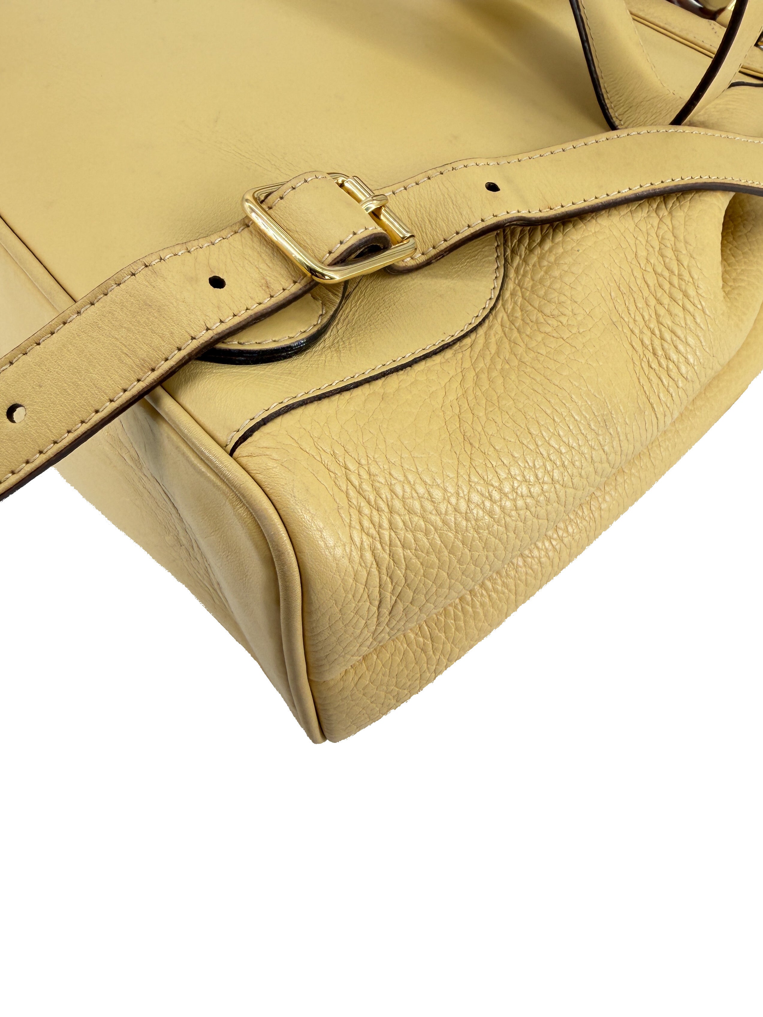 Gucci yellow leather vintage Bamboo backpack 003-58-0016