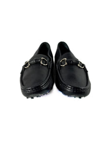 Gucci black leather horse bit loafers size 37.5 **as is**