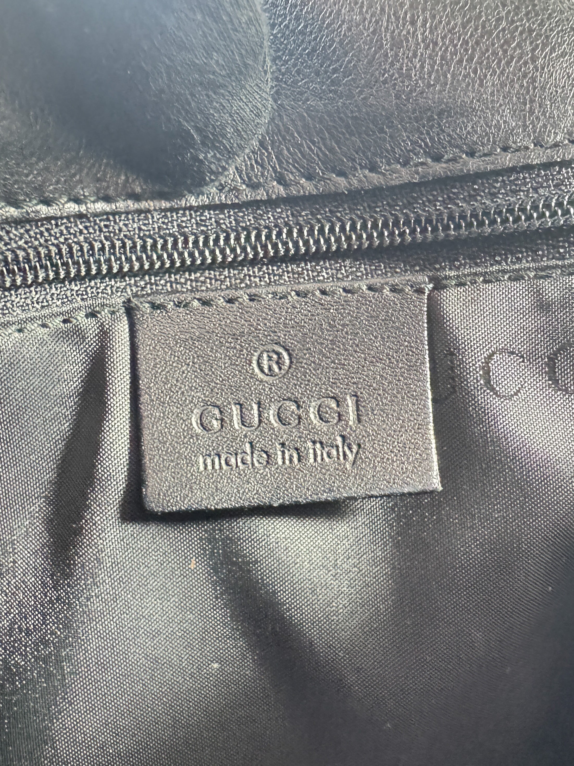 Gucci black leather bamboo handle bag 001-3239 001992