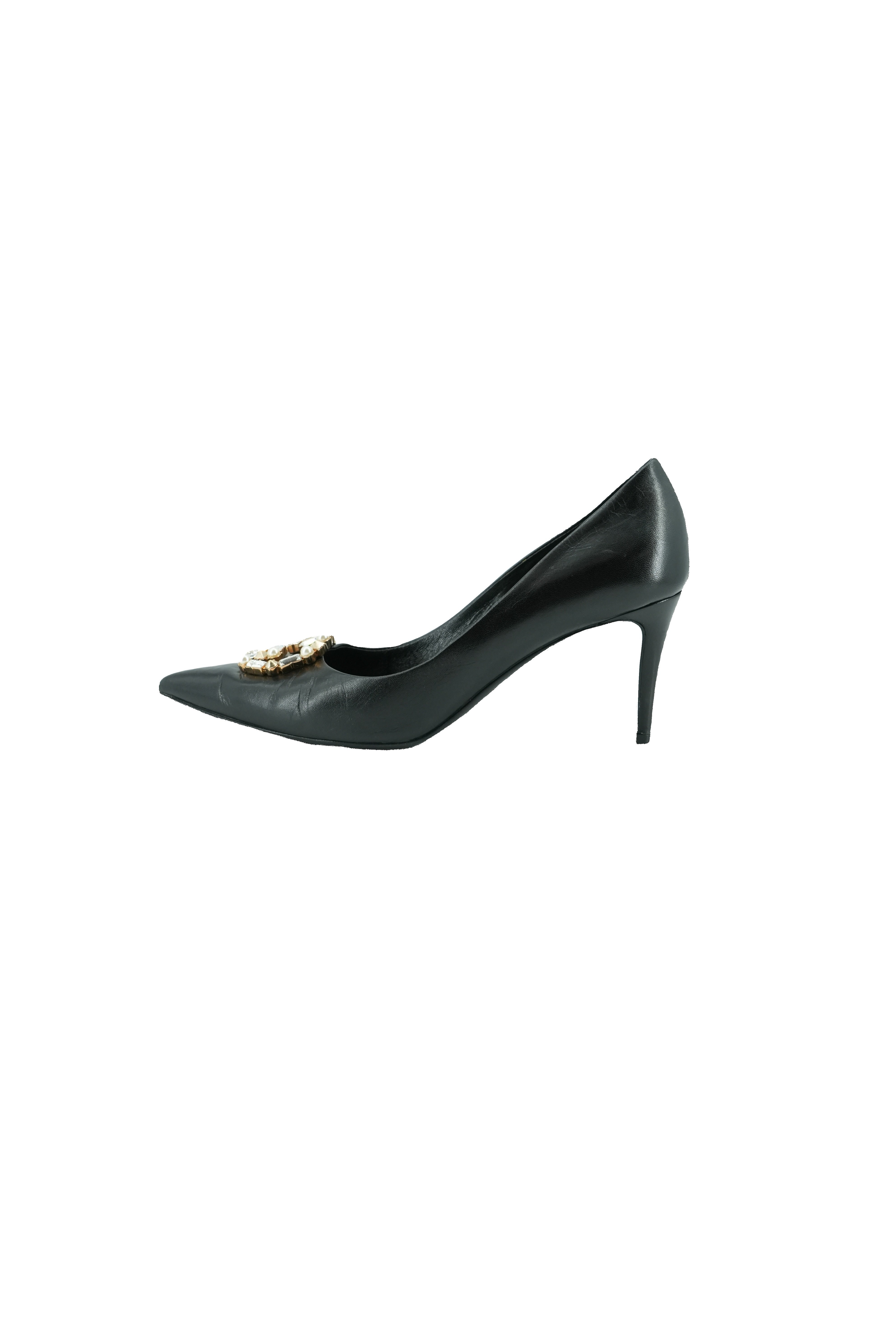 Gucci black leather crystal GG pumps size 37 BOX