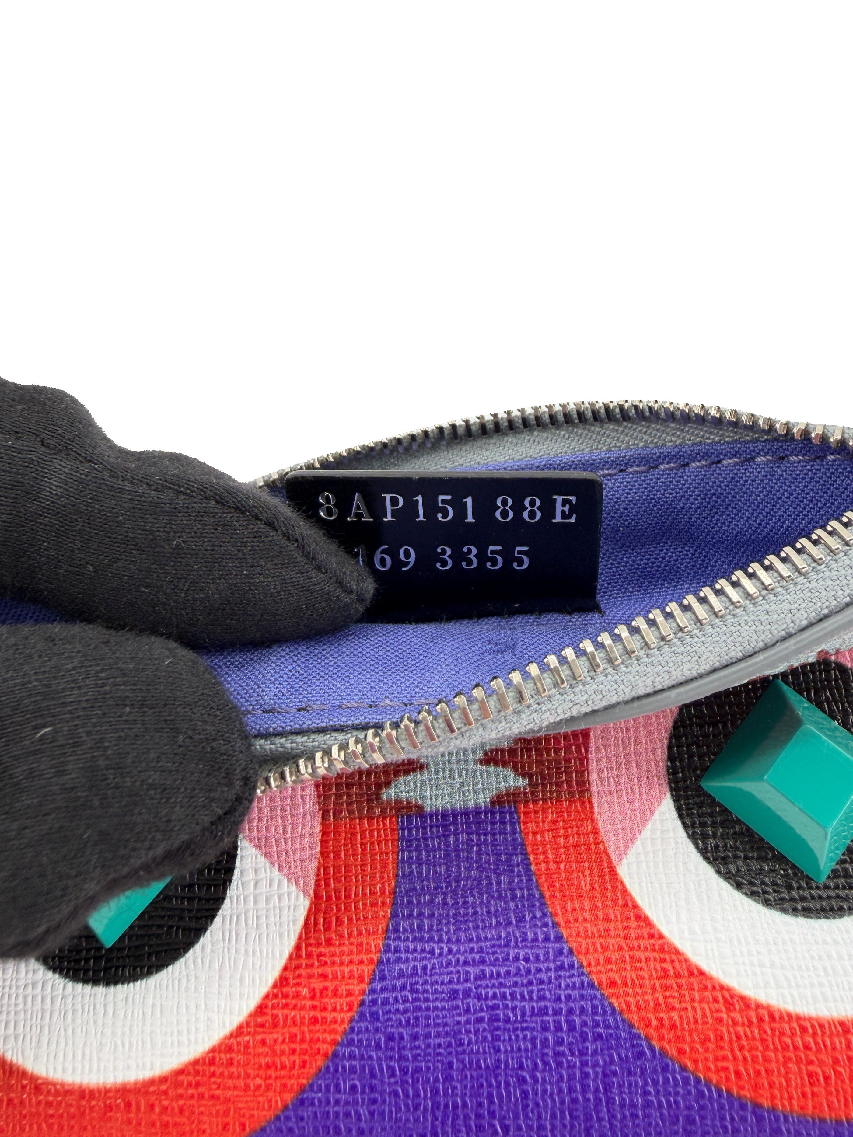 Fendi purple gray Monster motif coin pouch