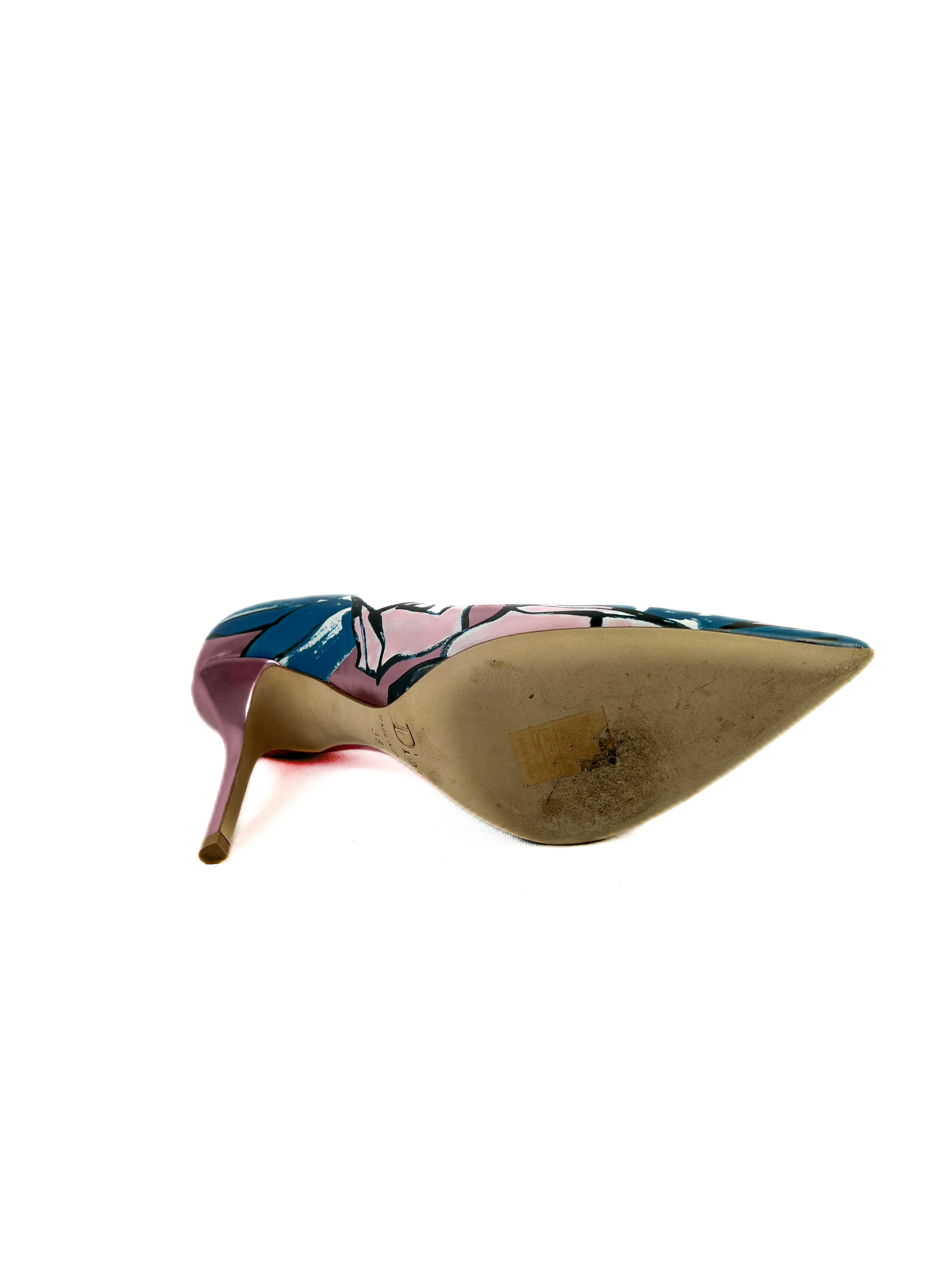 Christian Dior pink blue printed Cherie pump size 39