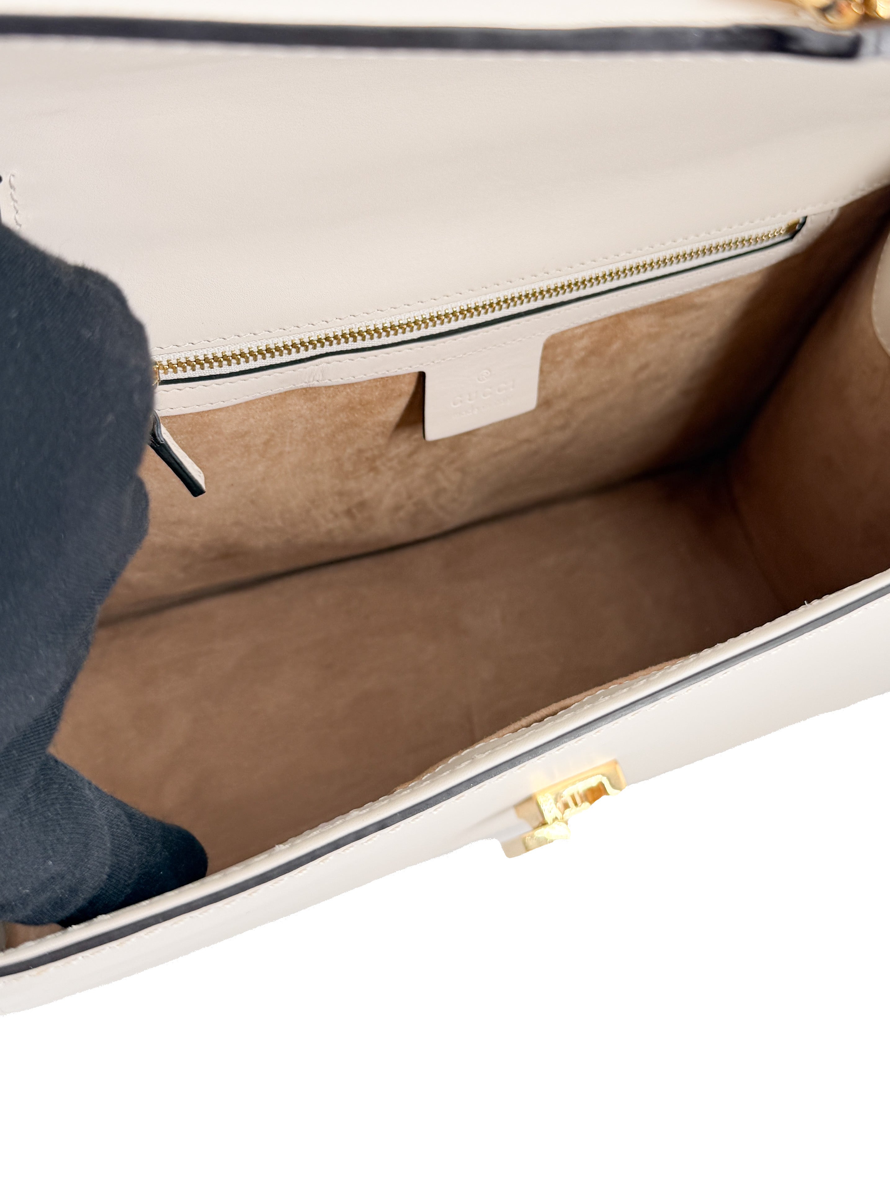 Gucci white large leather Sylvie 431665 493075