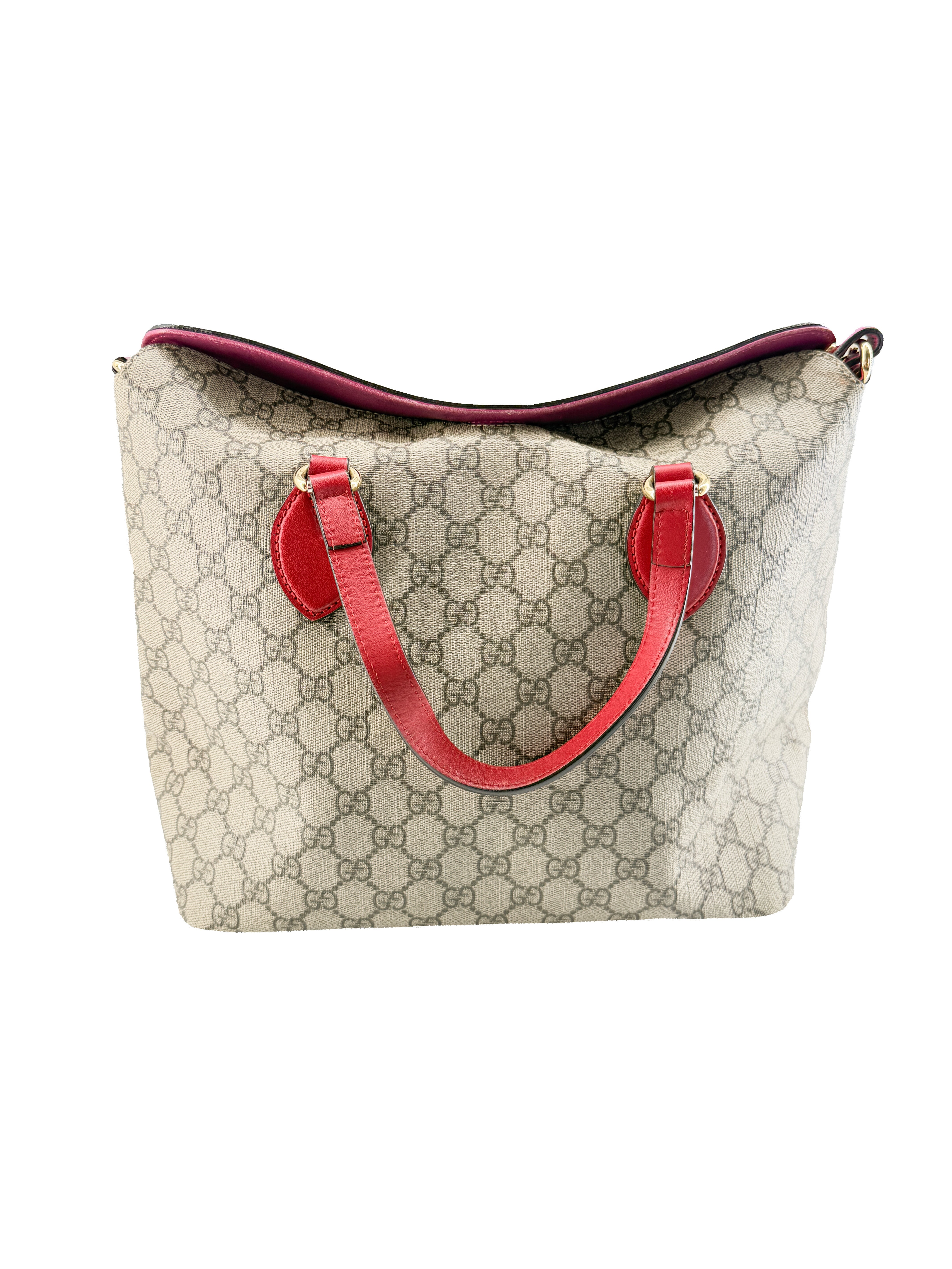 Gucci linea A foldover GG supreme tote pink/red 429147 498879