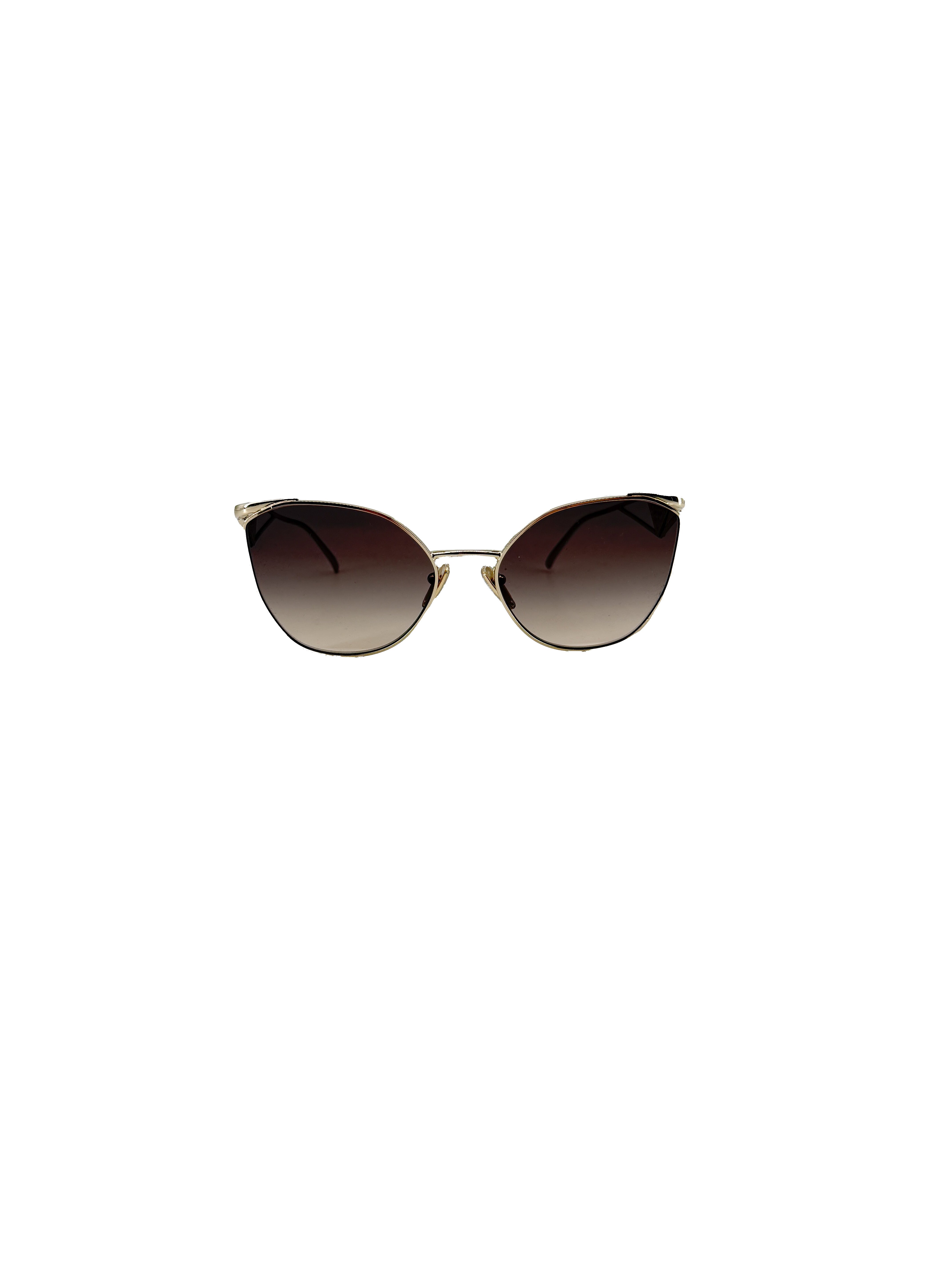 Prada gold tone triangle logo sunglasses SPR50Z *case*