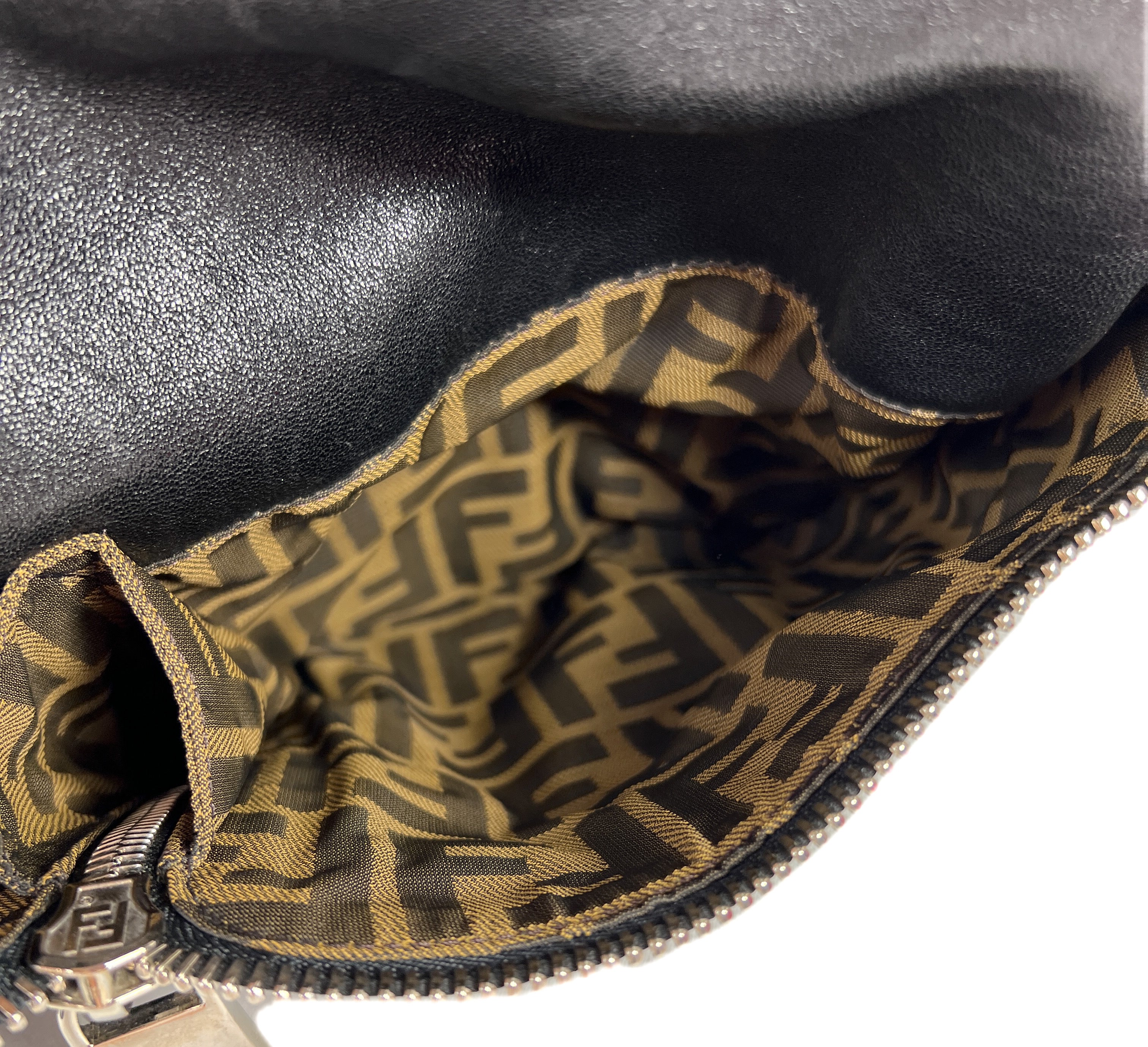 Fendi black leather hobo shoulder bag