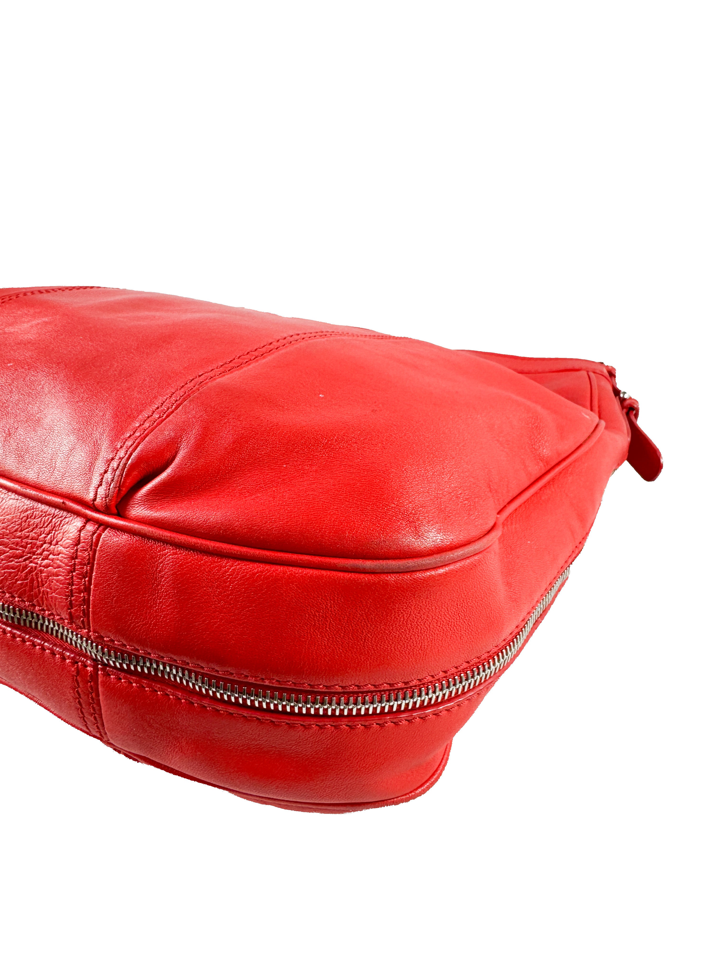 Versace red leather shoulder bag