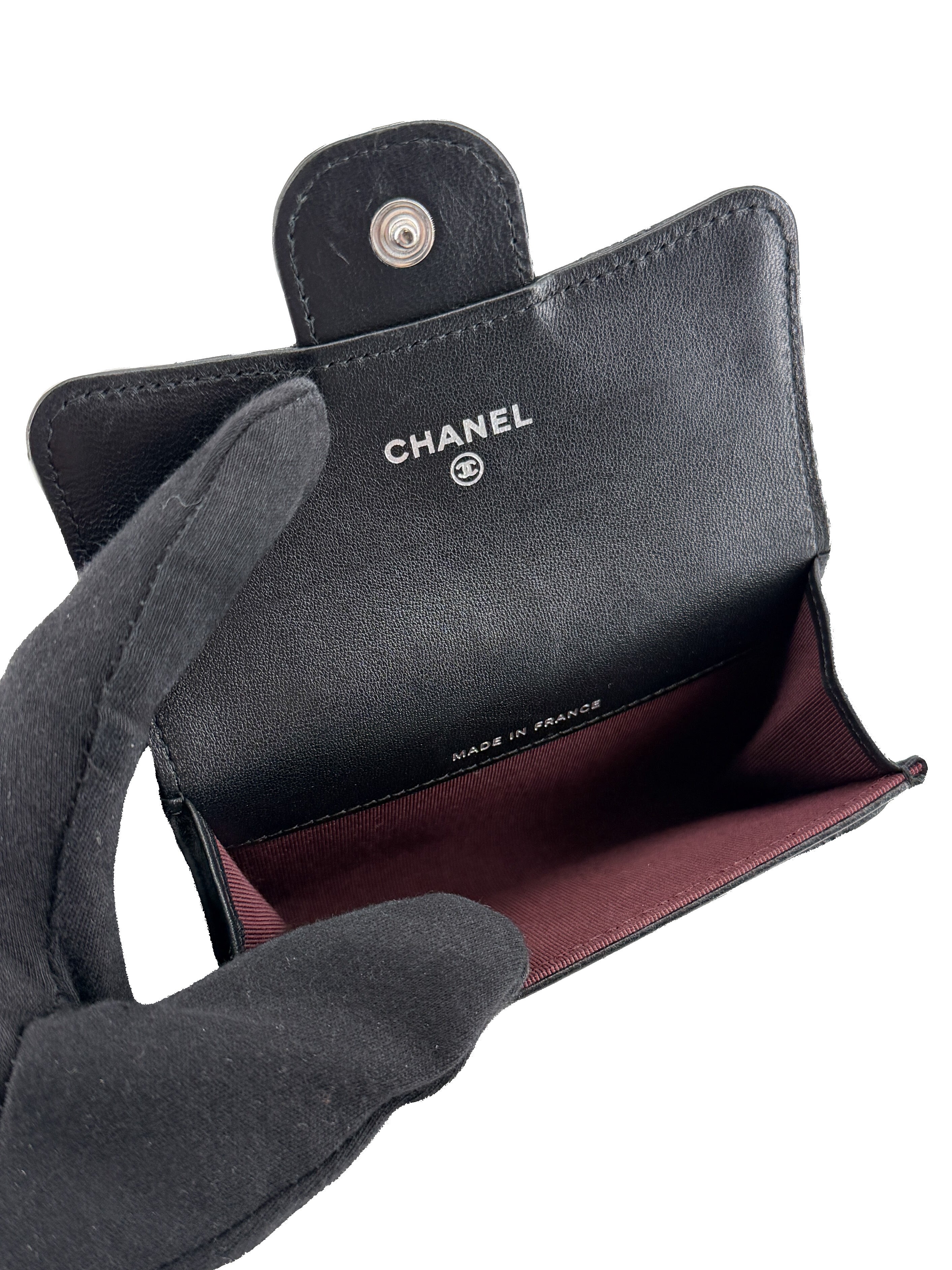 Chanel lambskin black classic flap card holder wallet 30739131 BOX