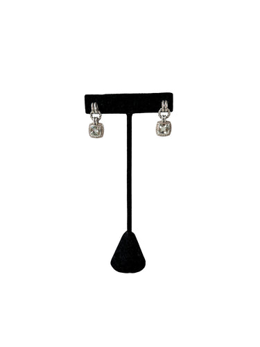 David Yurman sterling silver prasiolite, diamond Albion drop earrings