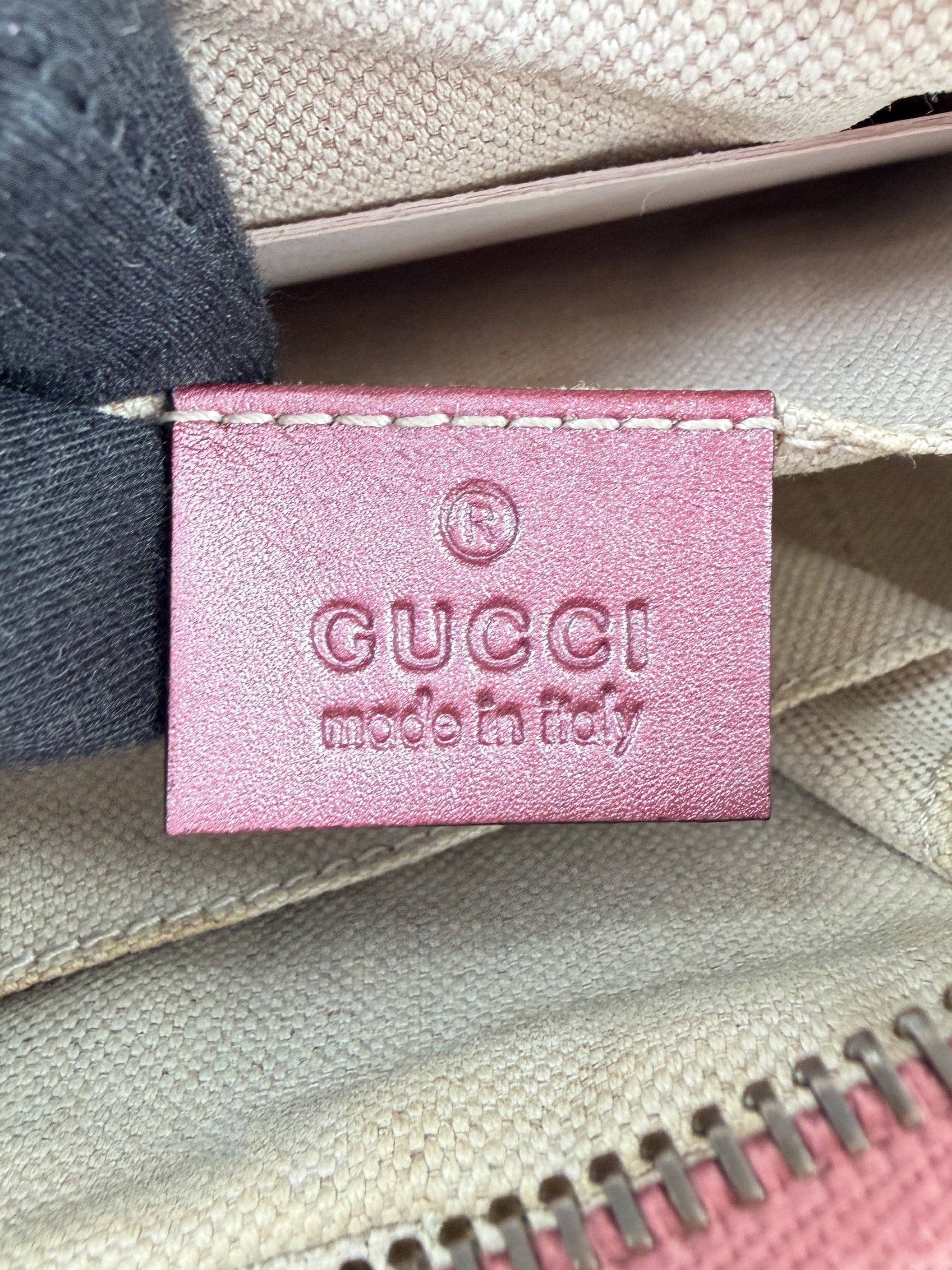 Gucci pink GG microguccissima Sunshine disco leather crossbody 209533 525040