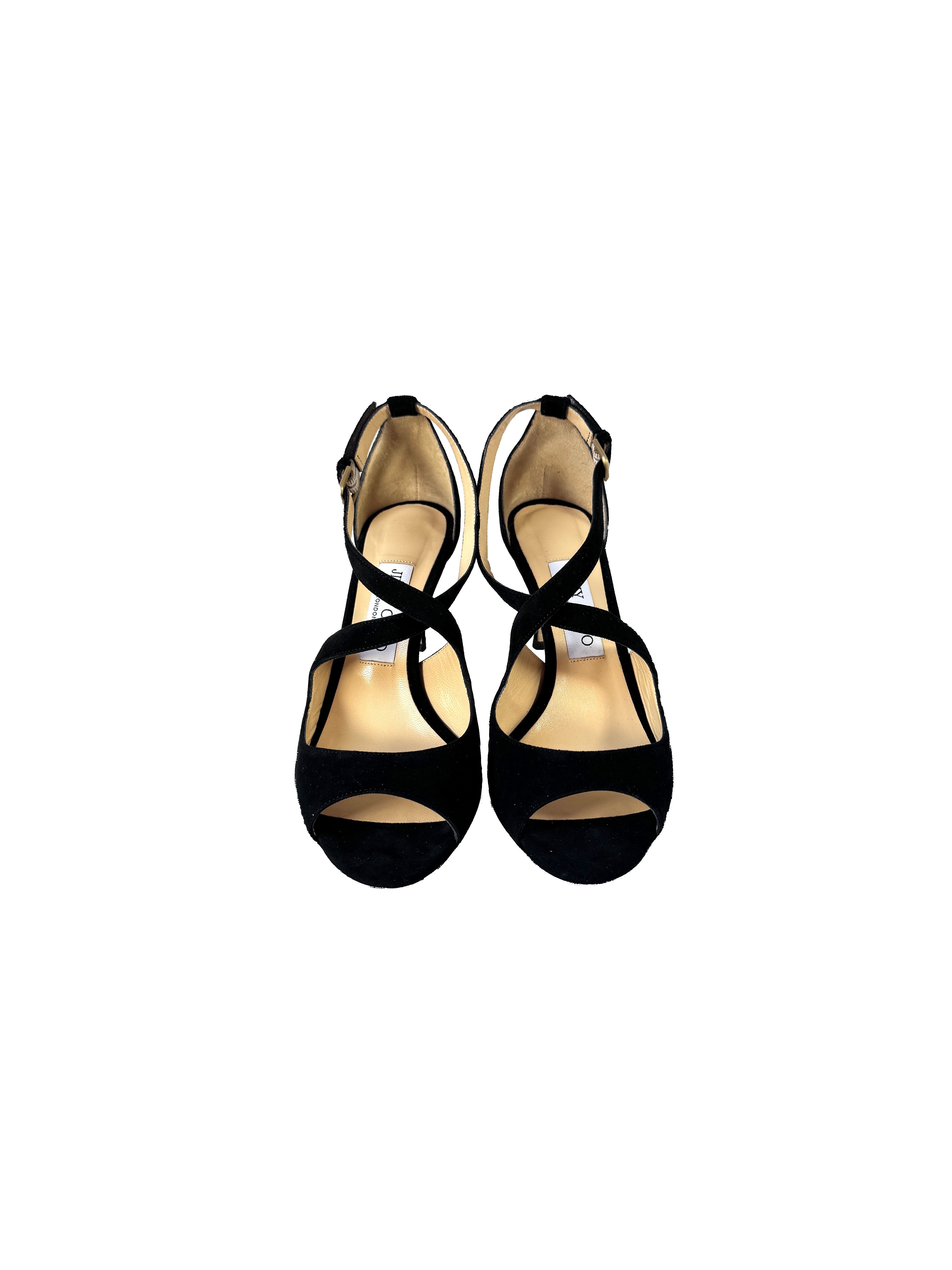 Jimmy Choo black suede Emily 85 pumps size 37.5 BOX