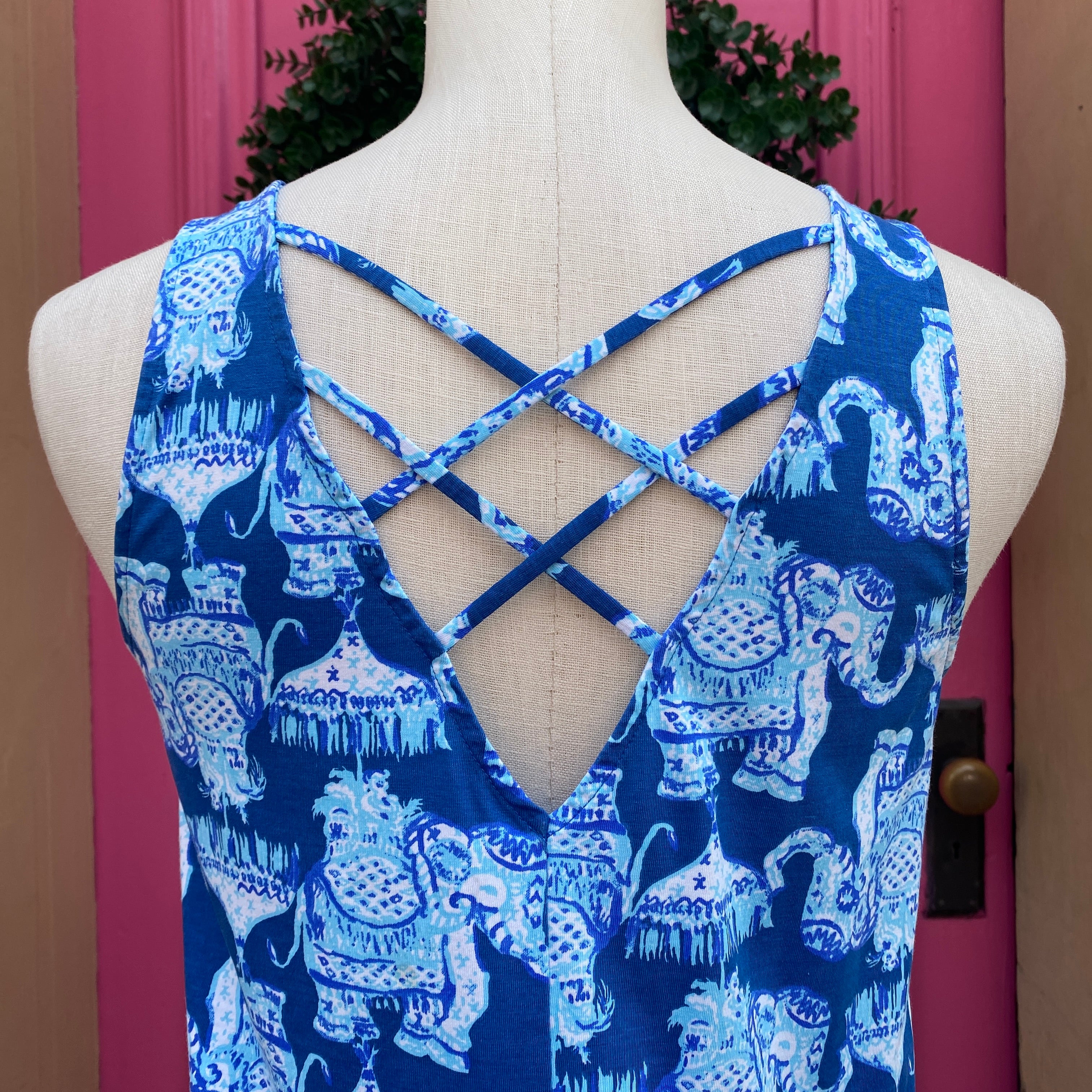 Lilly Pulitzer blue elephant print tank dress size S