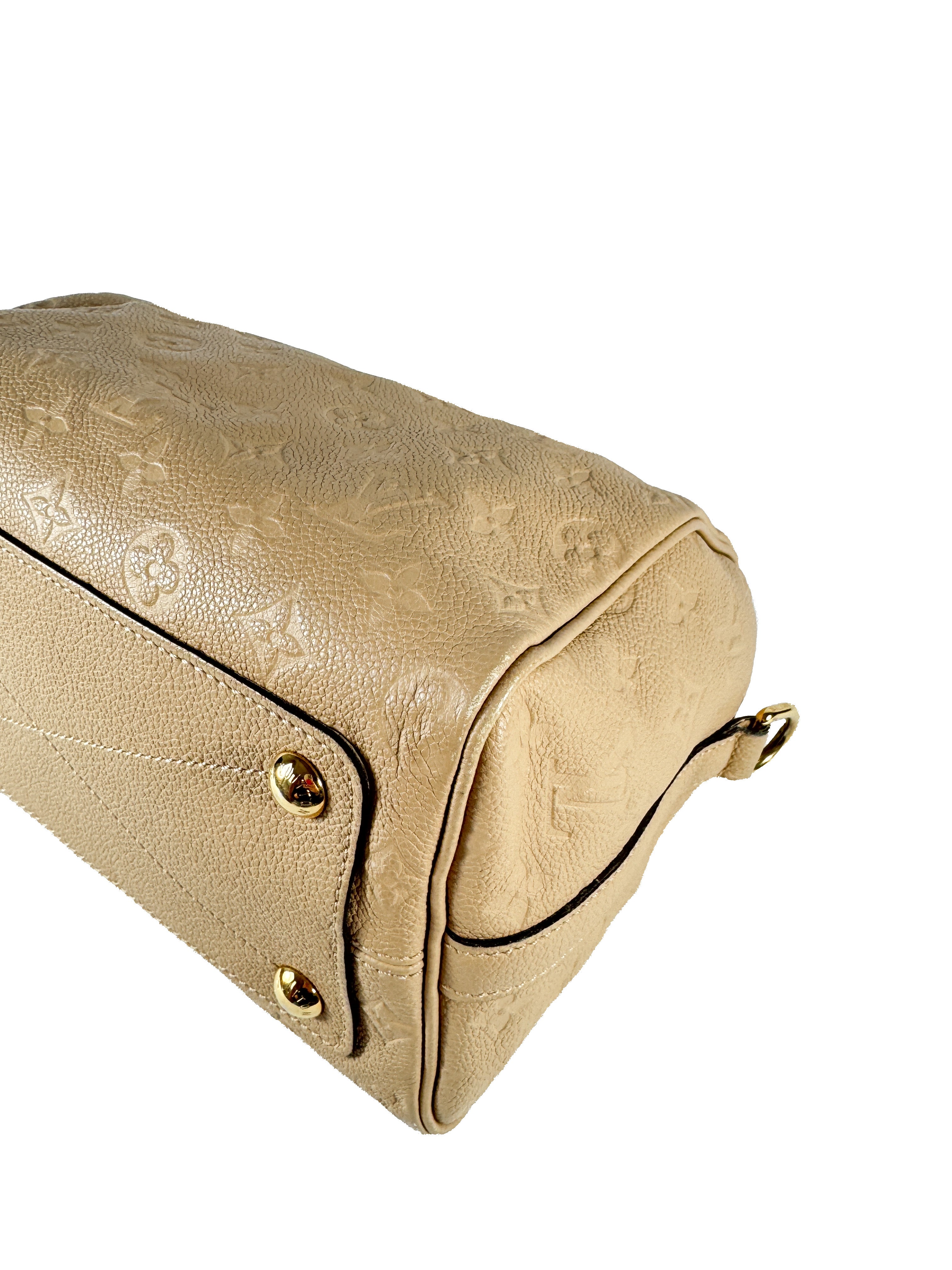Louis Vuitton monogram beige empreinte speedy 25 bandouliere DU1165
