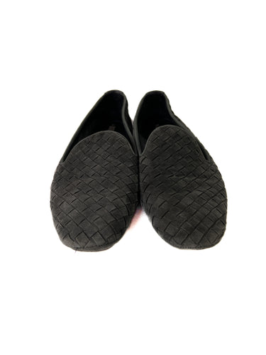 Bottega Veneta dark gray woven Intrecciato suede flats size 38