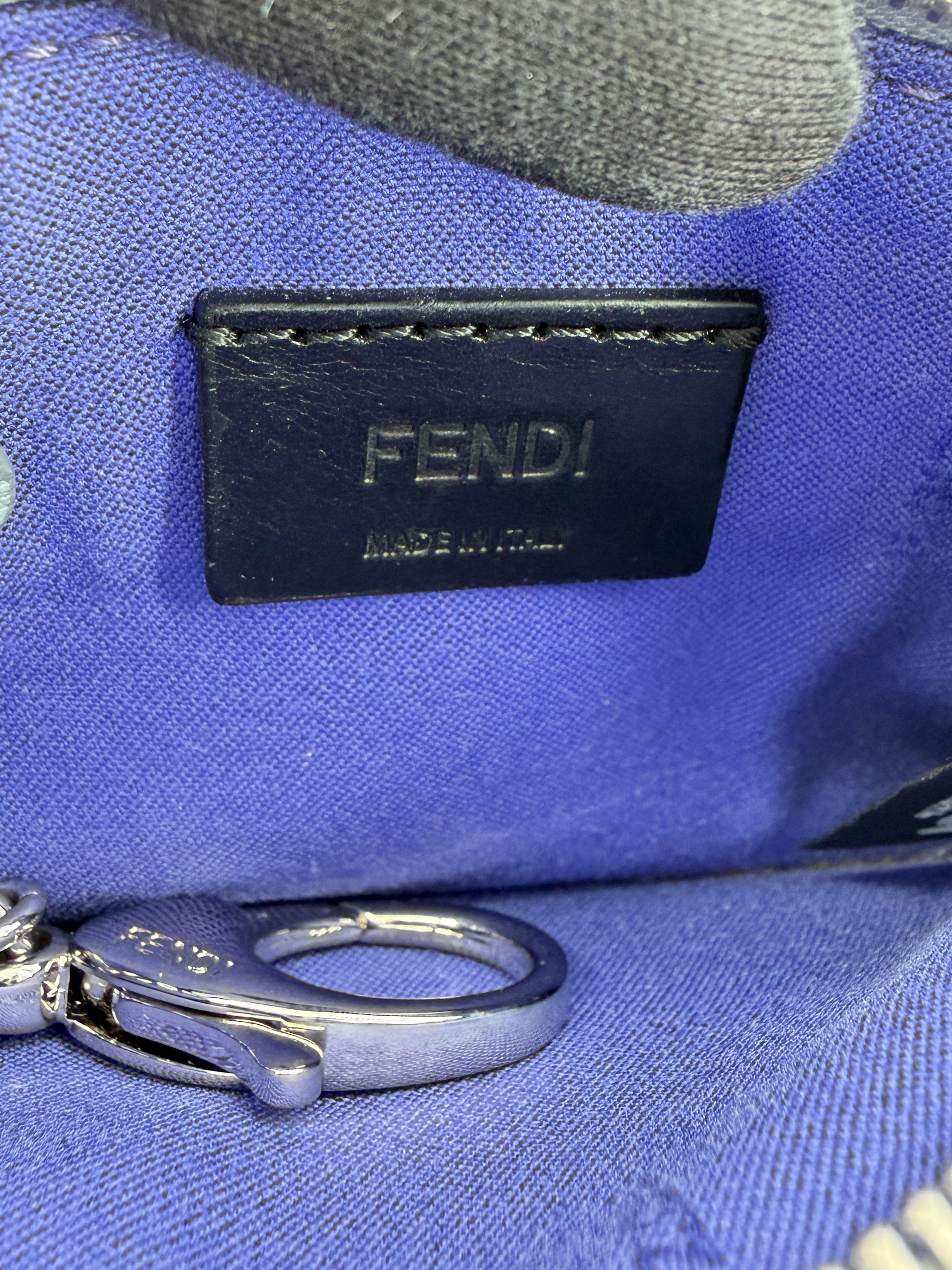 Fendi purple gray Monster motif coin pouch
