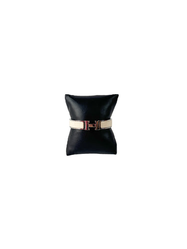 Hermès silver/beige Clic H bracelet ST1201