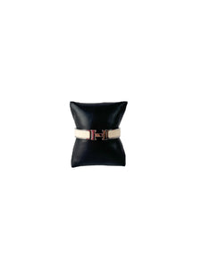 Hermès silver/beige Clic H bracelet ST1201