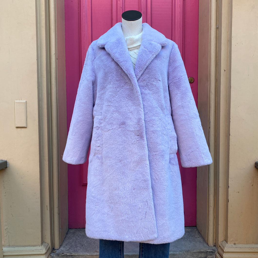 Tyler Boe lavender faux fur jacket size L NWT