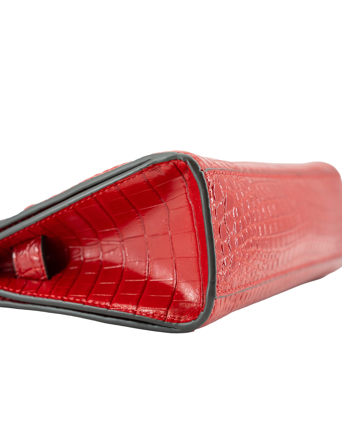 Tory Burch red croc embossed Lee Radziwill shoulder bag